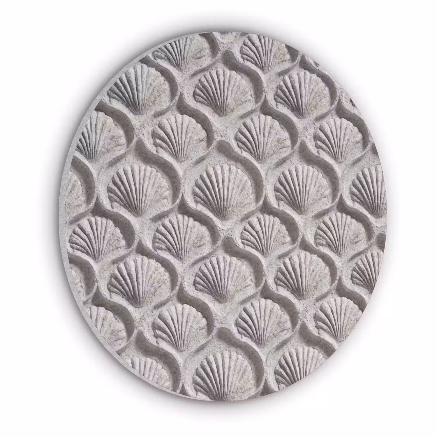 Zand - Schelpenvorm - Grijs Akoestische PET Vilt - Rond klein 838 -3d