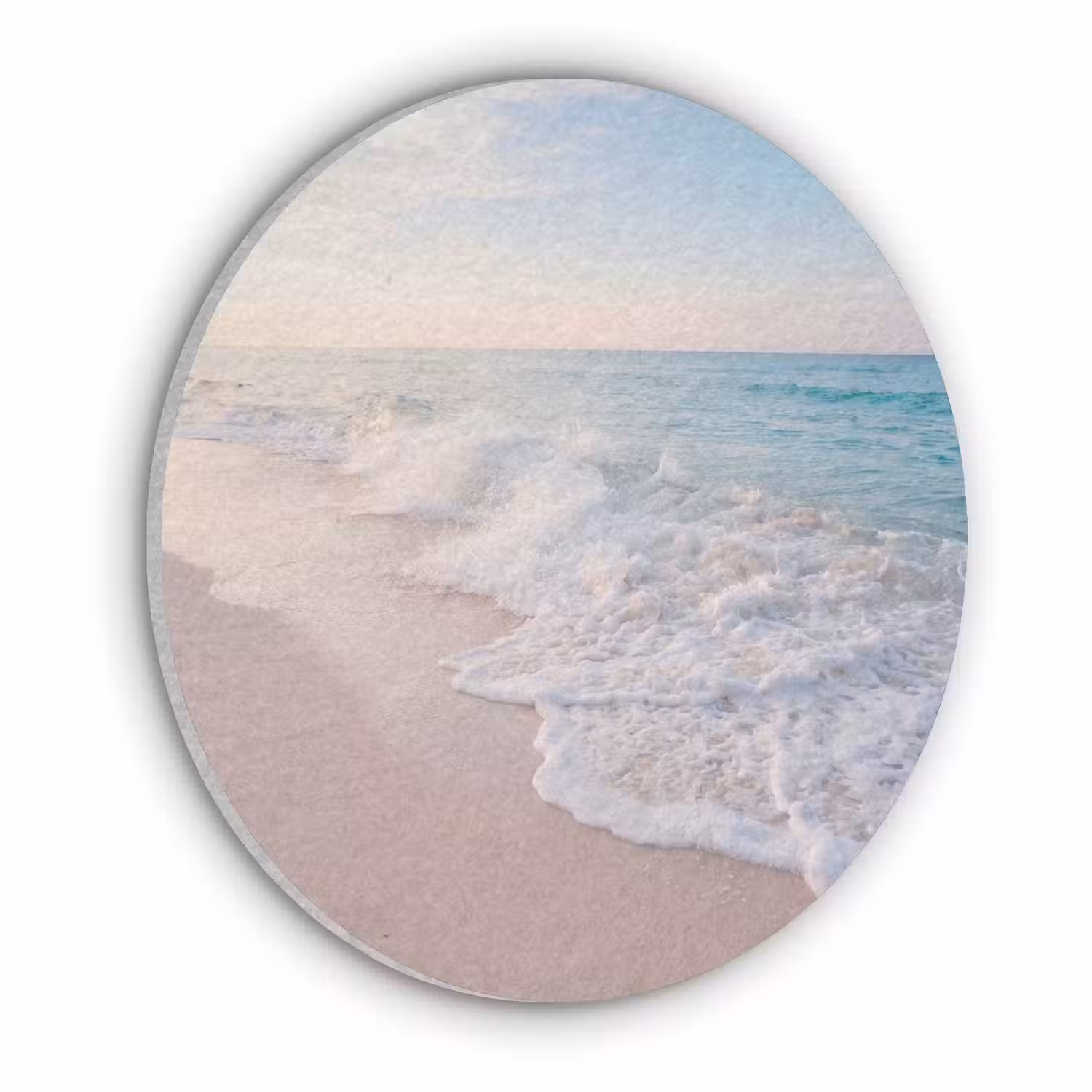 Zee - Golven - Strand - Natuur - Wit Akoestische PET Vilt - Rond klein -3d