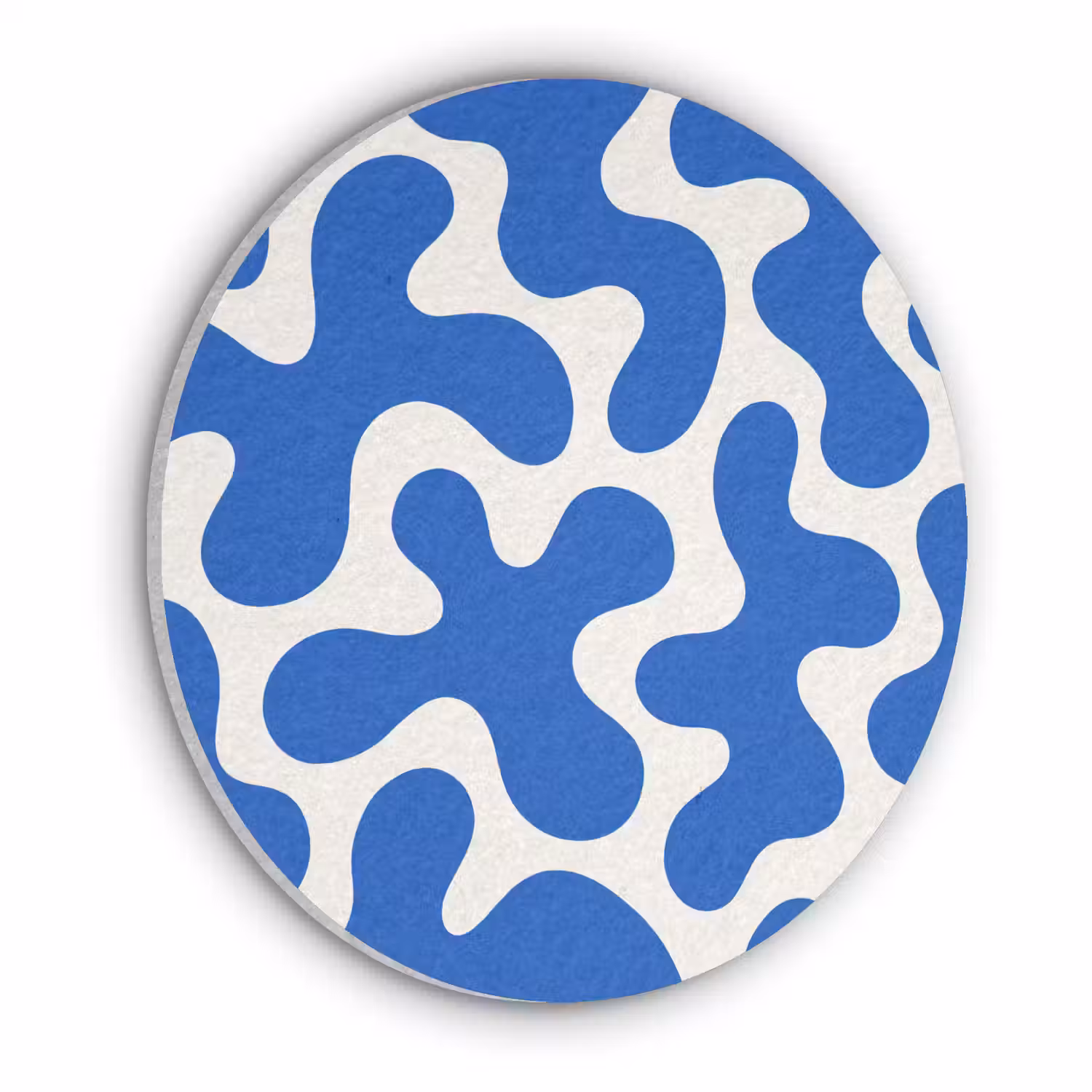 Vormen - Abstract - Blauw - Golven Akoestische PET Vilt - Rond klein -3d