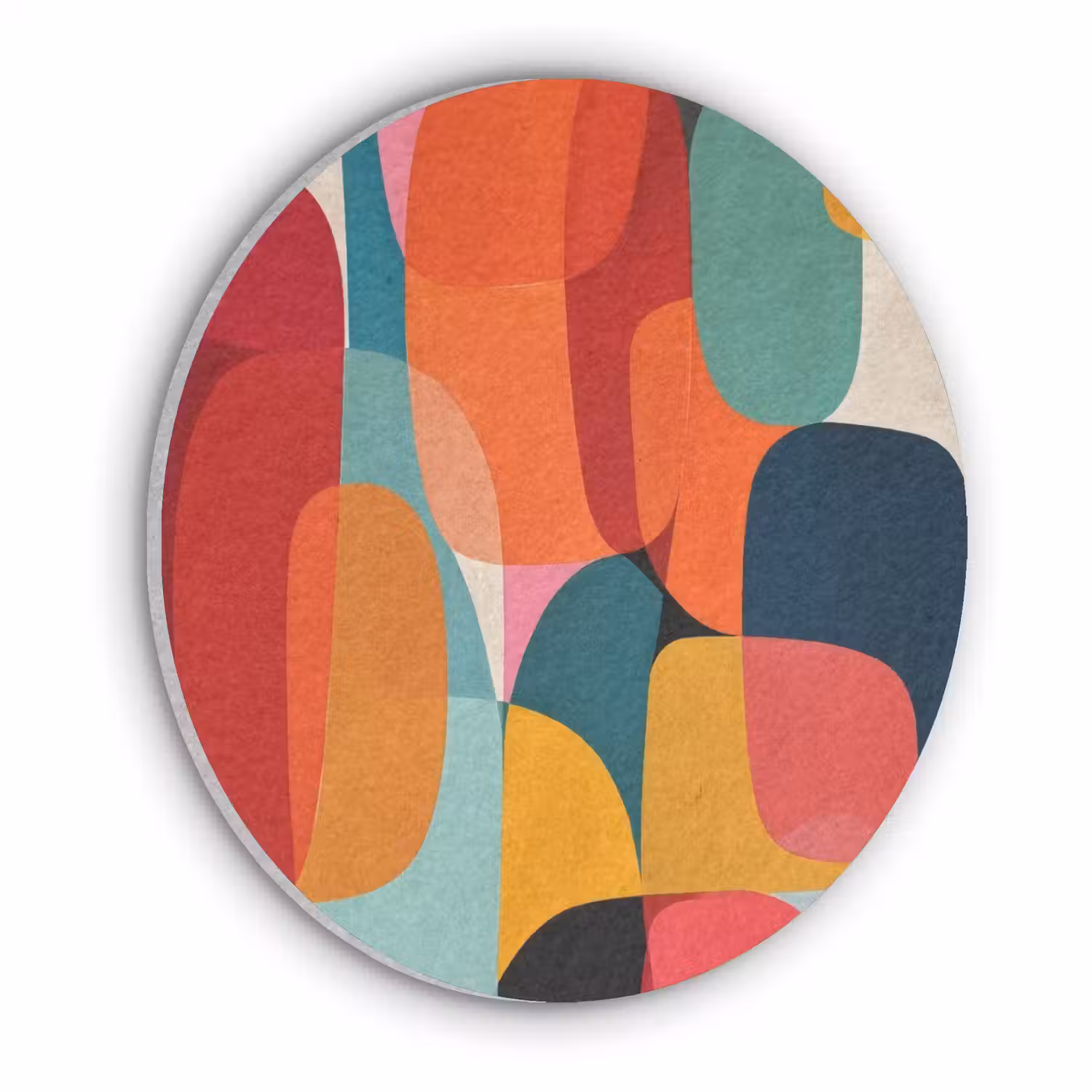Vormen - Kleurrijk - Abstract - Vlakken Akoestische PET Vilt - Rond klein -3d
