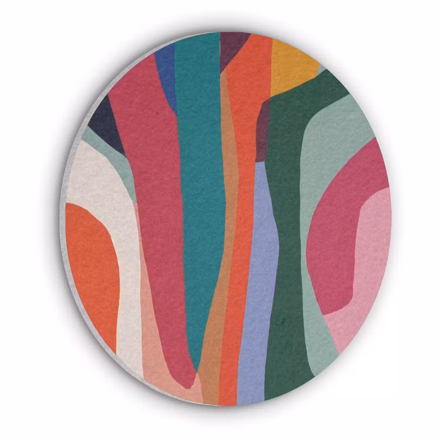 Vormen - Bochten - Kleurrijk - Abstract Akoestische PET Vilt - Rond klein -3d