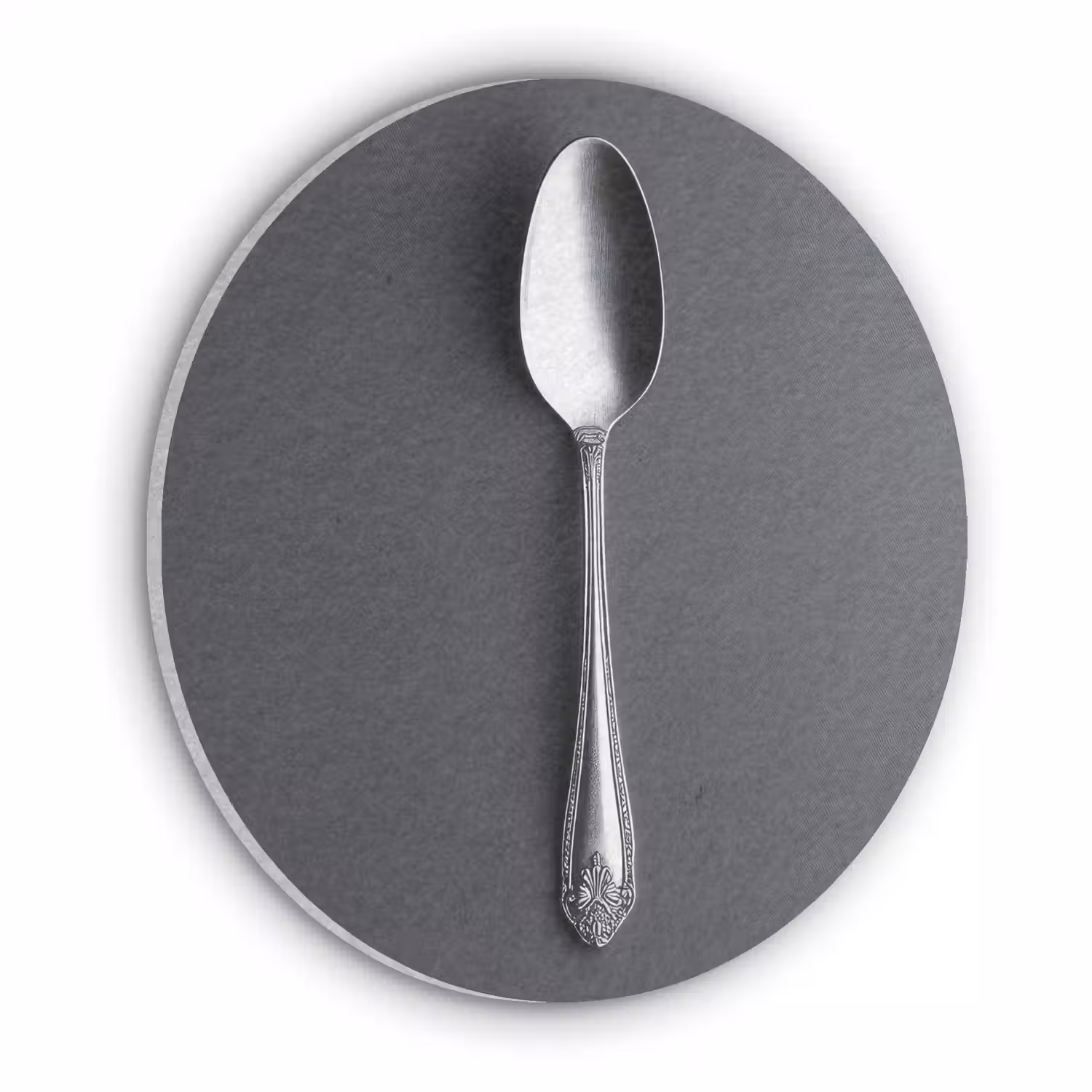 Zilver - Metaal - Lepel Akoestische PET Vilt - Rond klein -3d