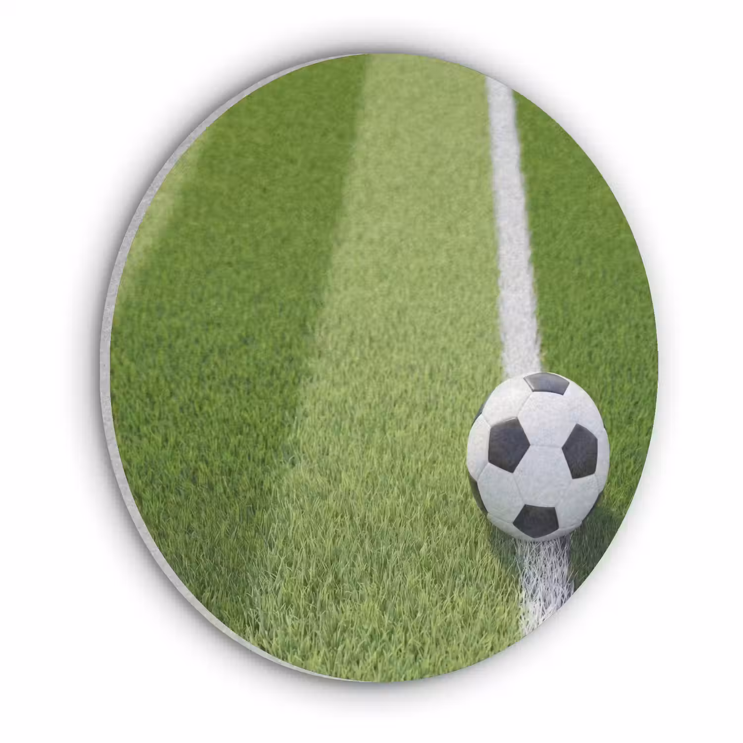 Voetbal - Grasveld - Sport - Groen Akoestische PET Vilt - Rond klein -3d