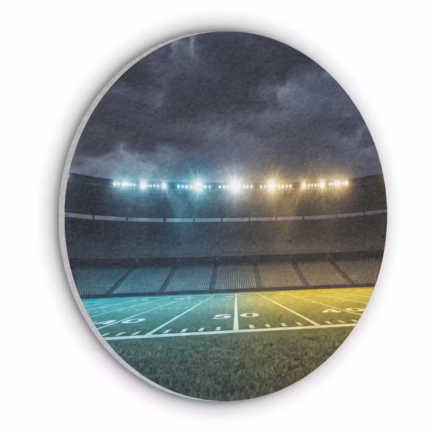 Voetbal - Stadion - Nacht - Modern Akoestische PET Vilt - Rond klein -3d