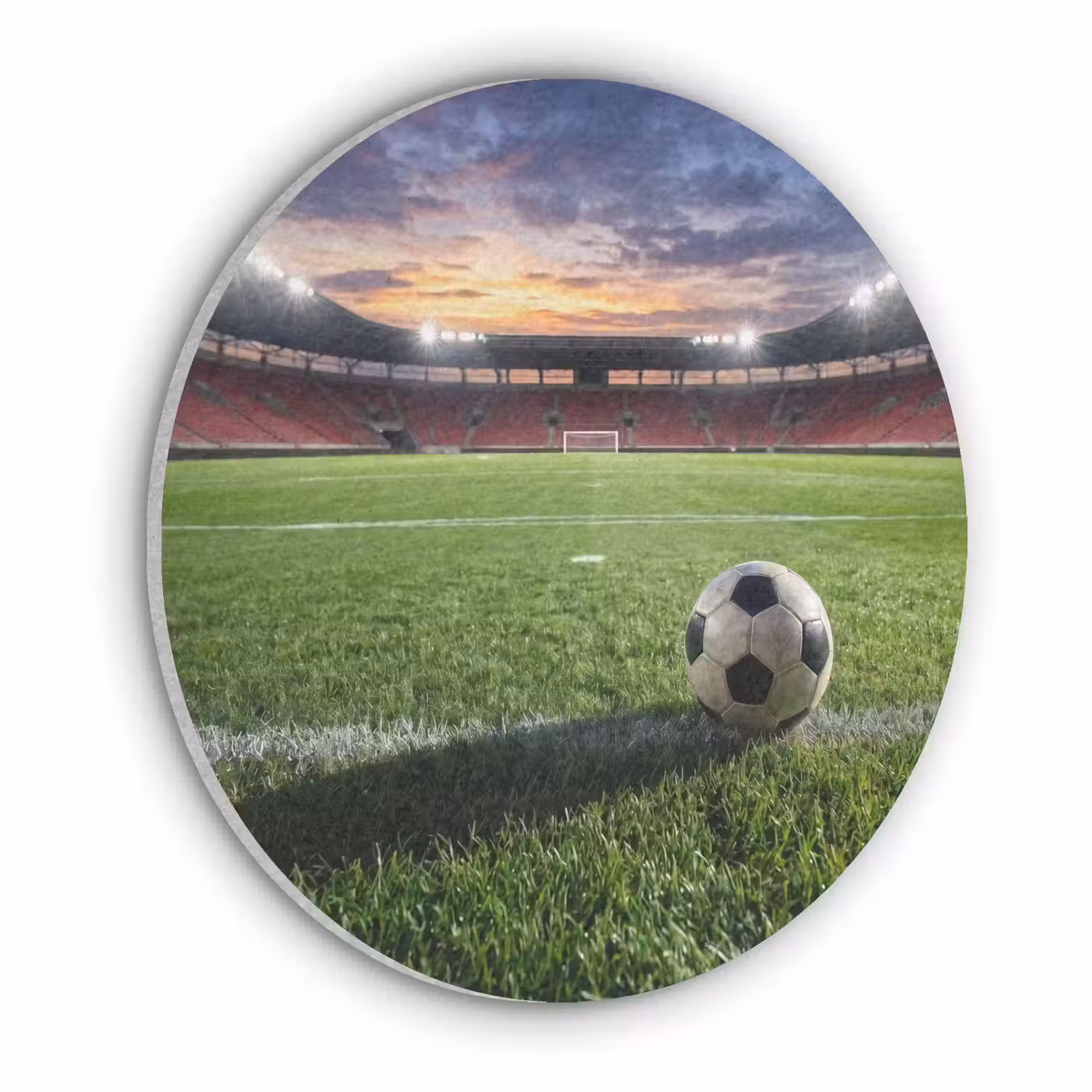 Voetbal - Stadion - Sport - Groen Akoestische PET Vilt - Rond klein -3d