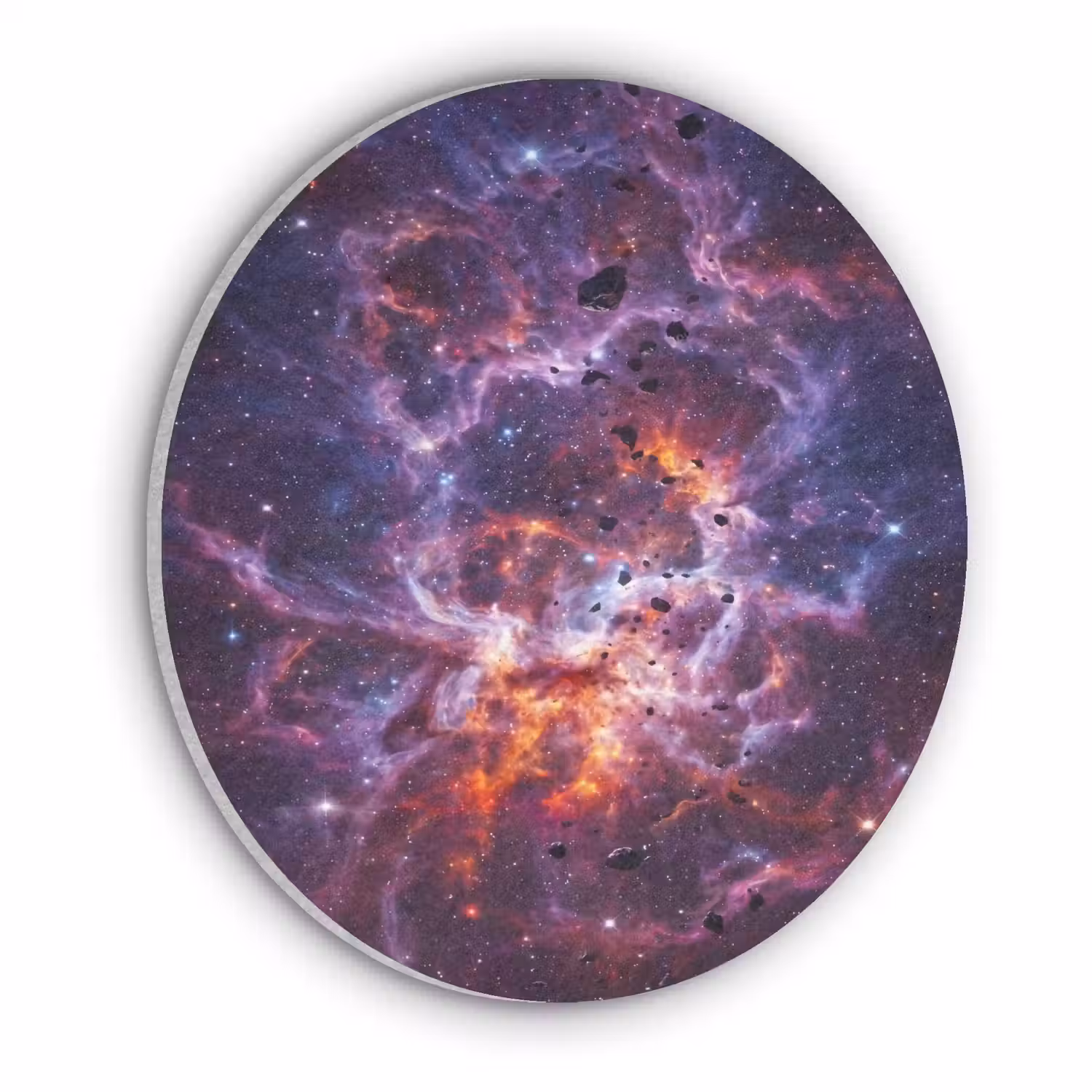 Space - Stars - Abstract - Colorful Akoestische PET Vilt - Rond klein -3d
