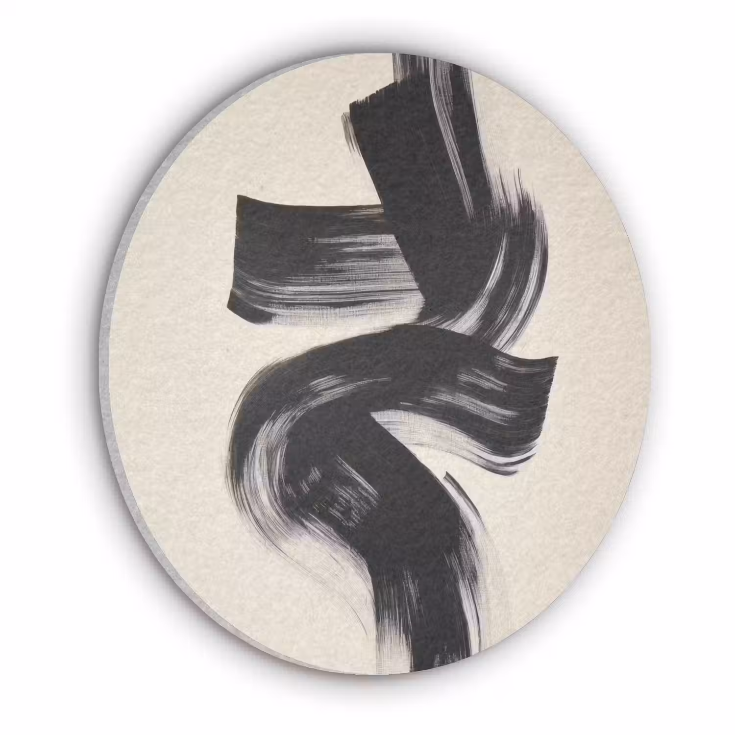 Strepen - Zwart - Abstract Akoestische PET Vilt - Rond klein -3d