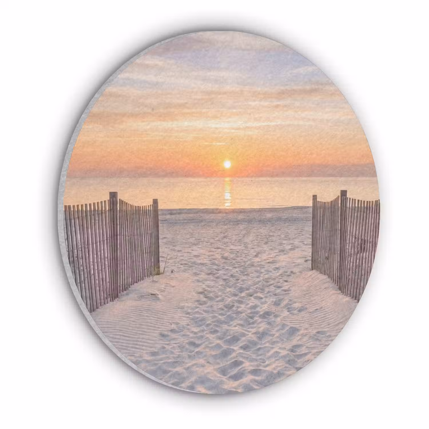 Zonsondergang - Strand - Zand Akoestische PET Vilt - Rond klein -3d