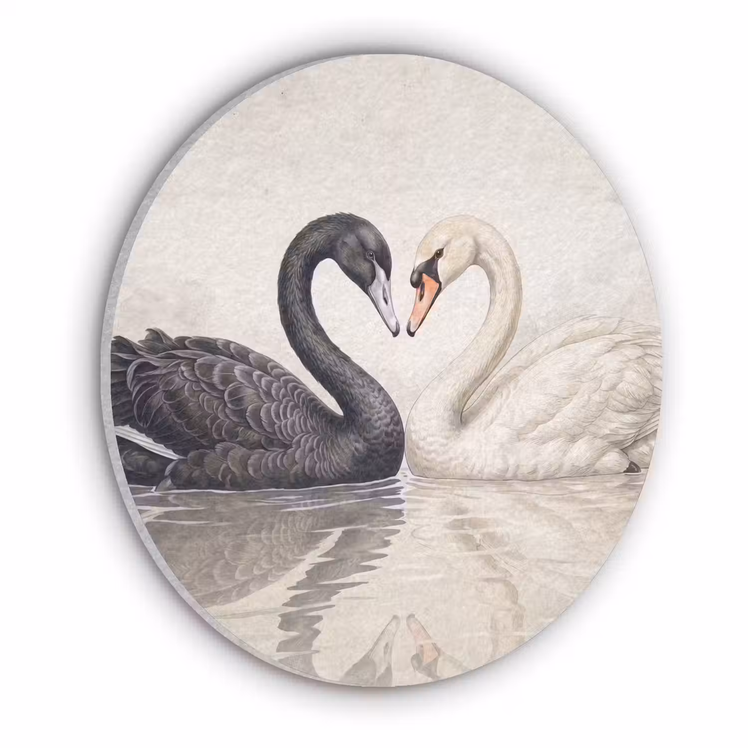 Zwanen - Hartvorm - Dieren Akoestische PET Vilt - Rond klein -3d