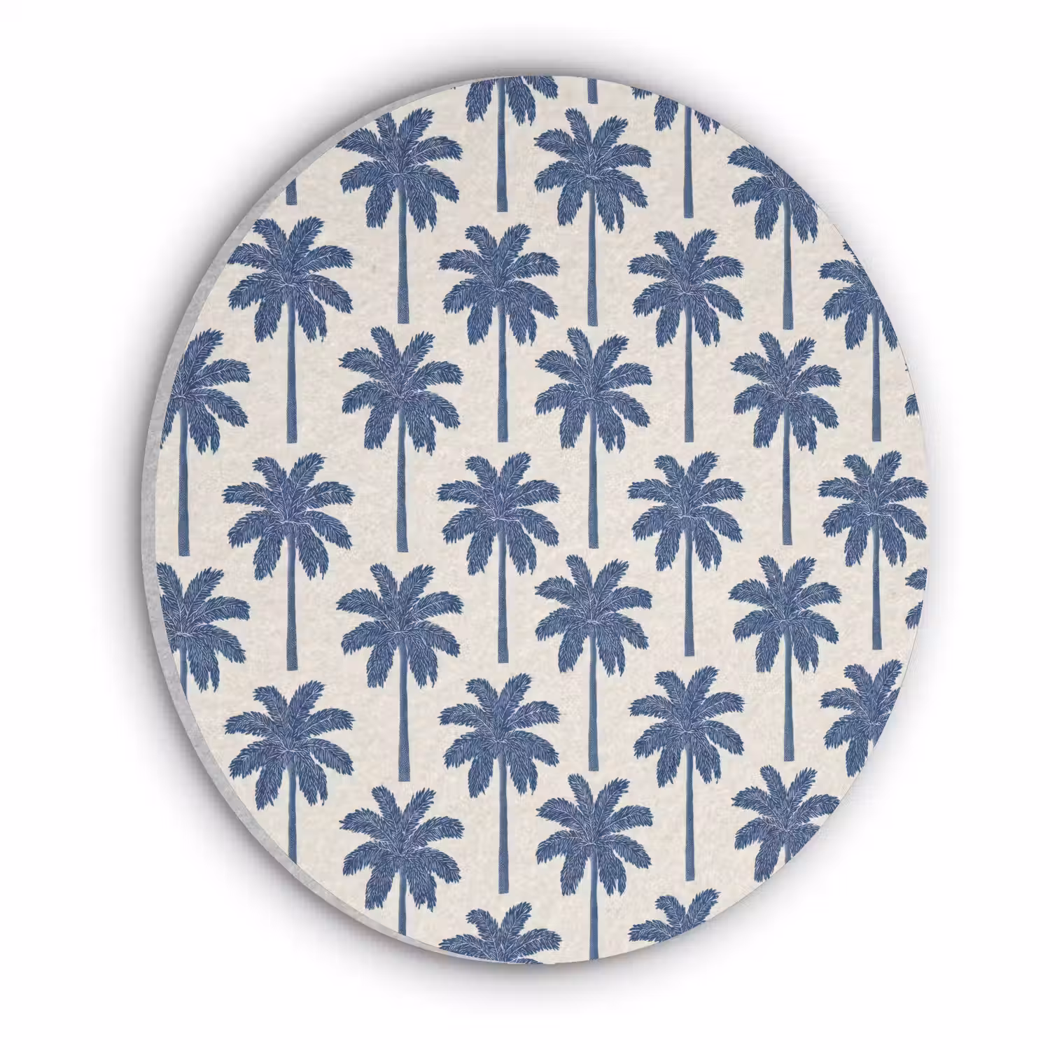 Symmetrisch - Palm - Blauw Akoestische PET Vilt - Rond klein 838 -3d