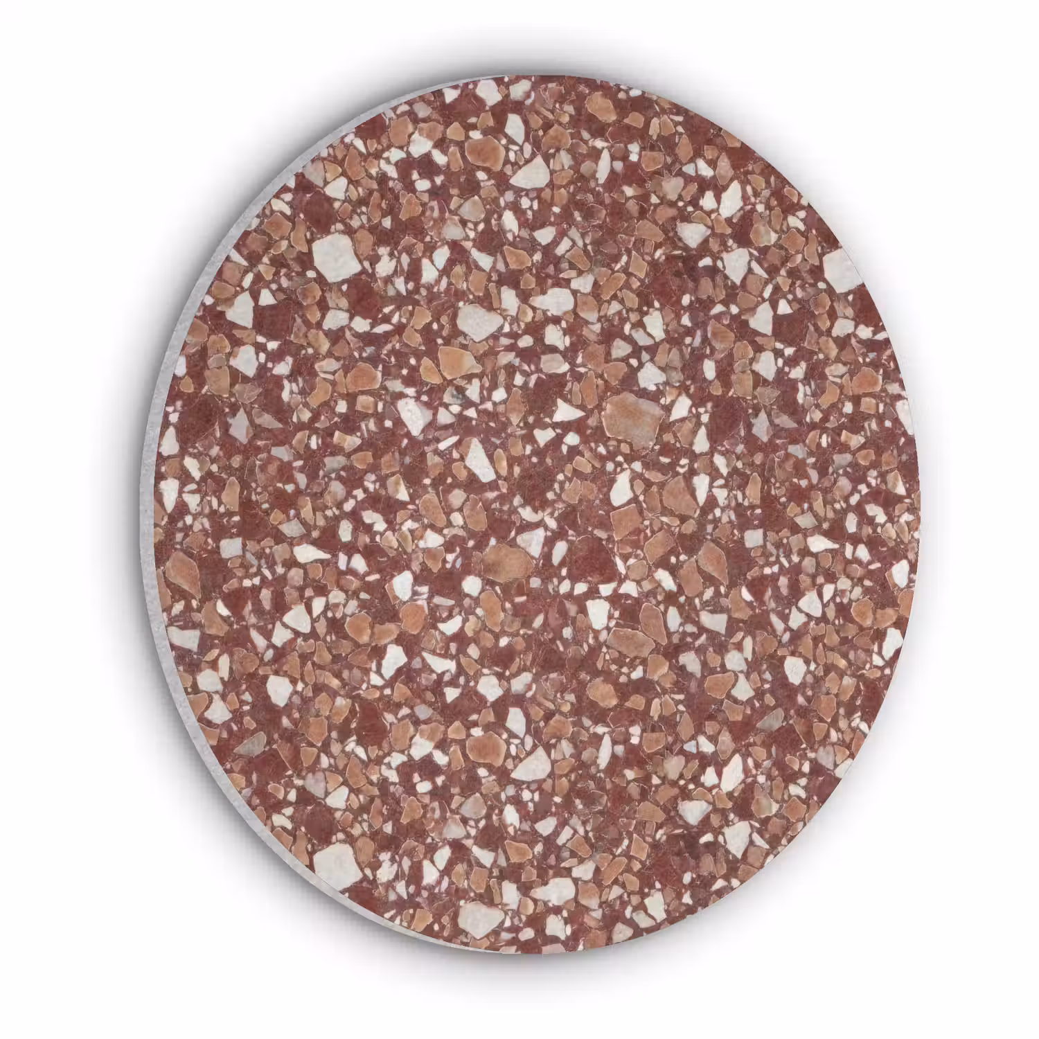 Terrazzo - Patroon - Steentextuur - Roodbruin Akoestische PET Vilt - Rond klein 838 -3d