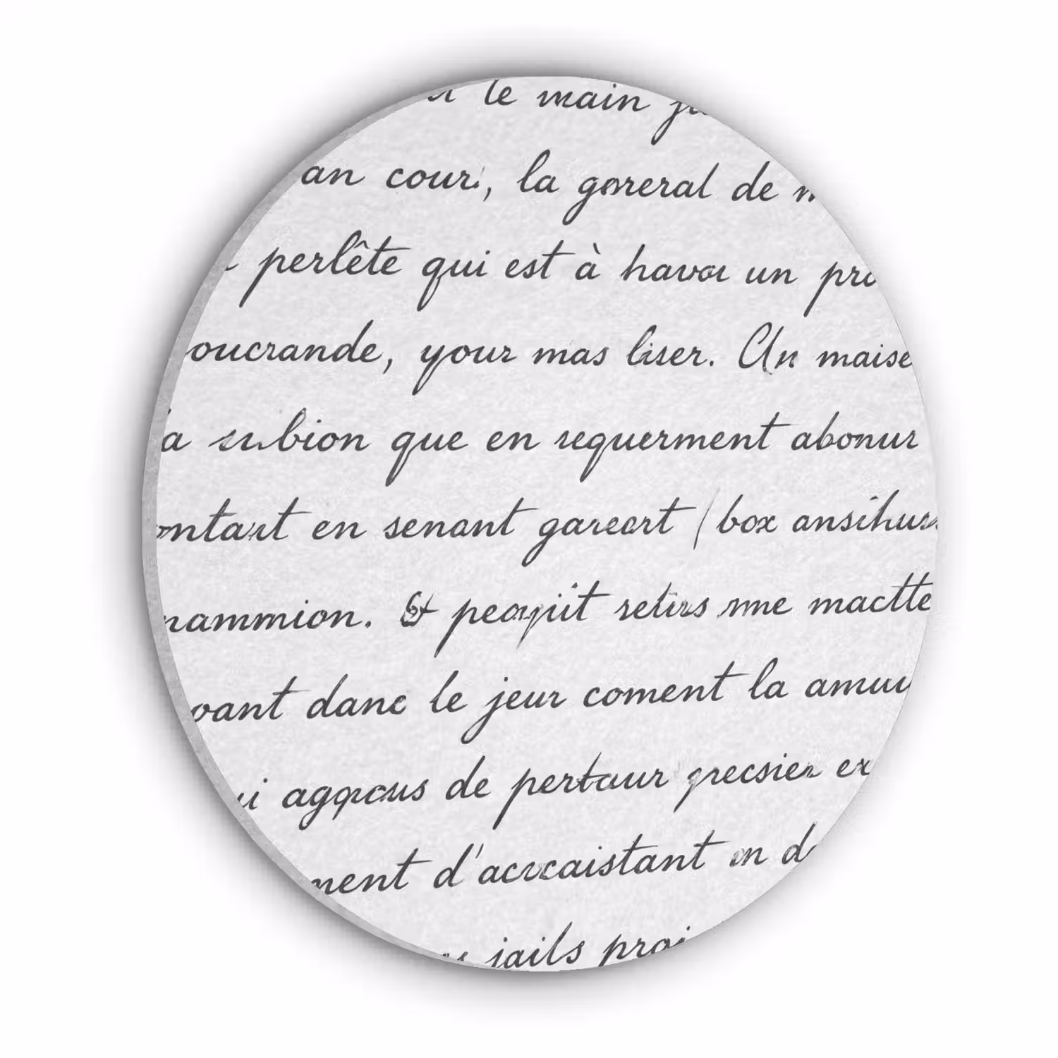 Tekst - Handschrift - Klassiek - ZwartWit Akoestische PET Vilt - Rond klein -3d