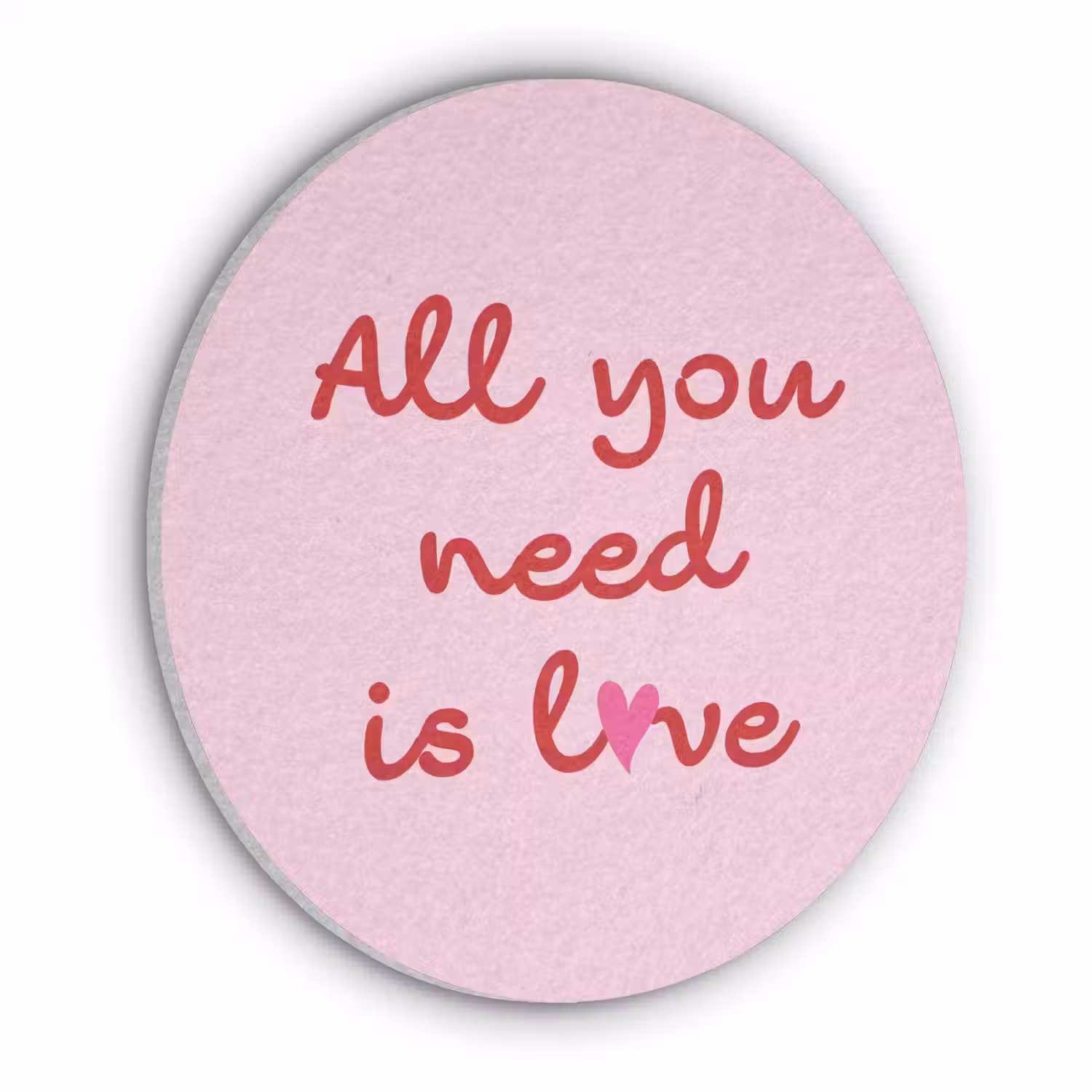 Tekst - Roze - Love - Hart Akoestische PET Vilt - Rond klein -3d