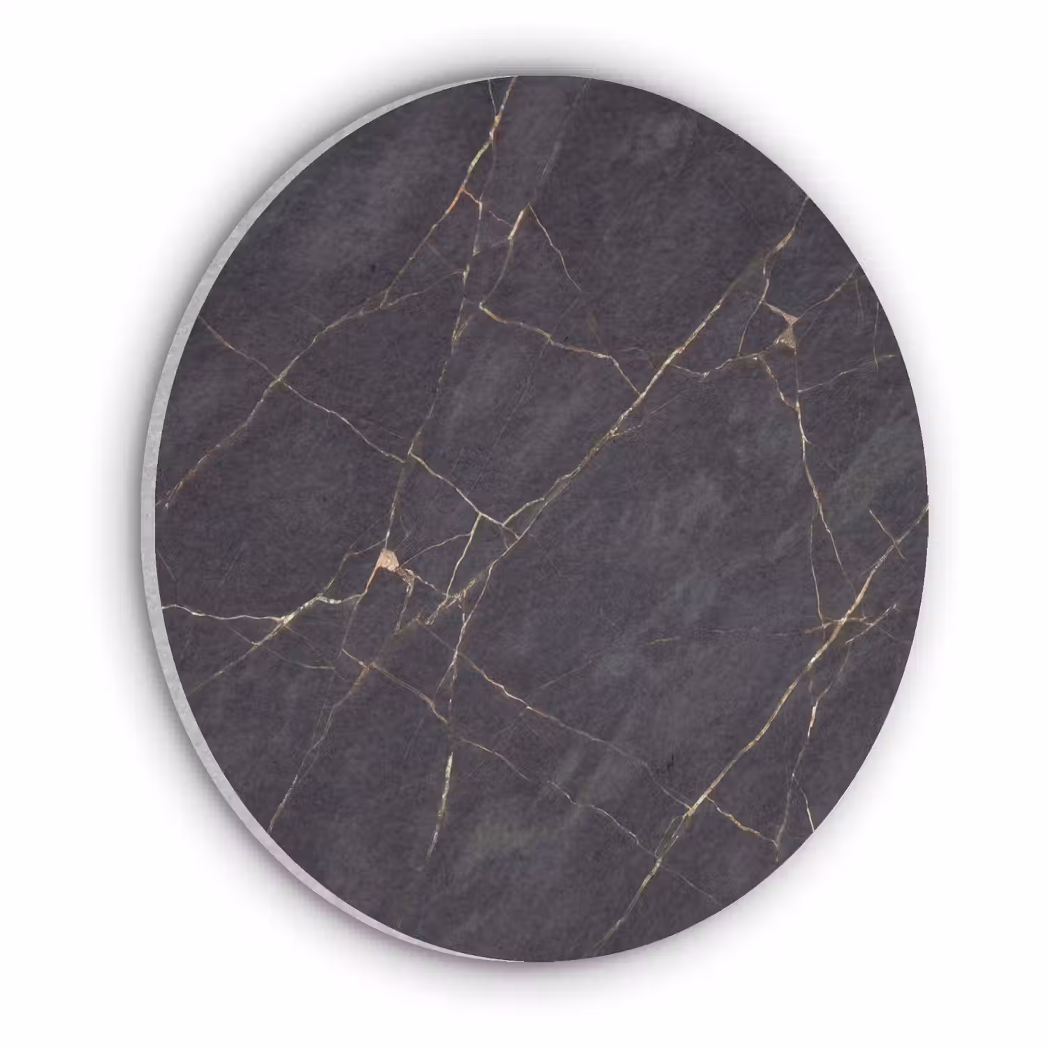 Textuur - Gouden lijnen - Abstract - Modern - Zwart Akoestische PET Vilt - Rond klein -3d