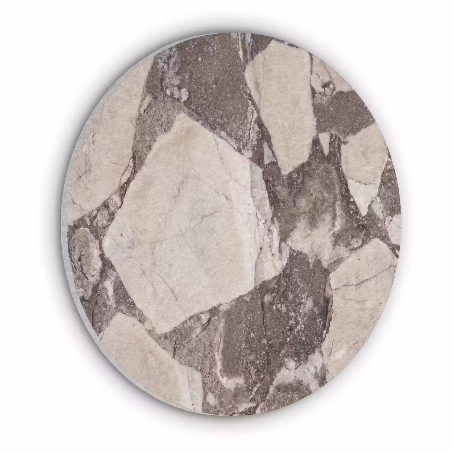 Textuur - Marmer - Abstract - Beige - Bruin Akoestische PET Vilt - Rond klein -3d