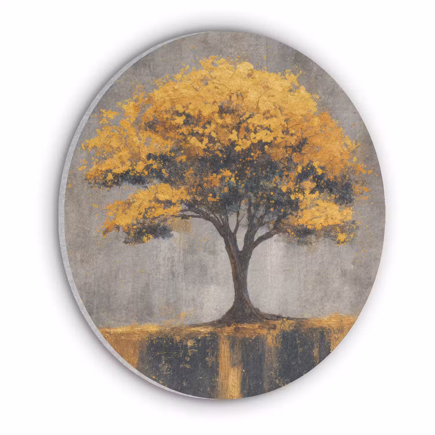 Boom - Bladeren - Goud - Abstract Akoestische PET Vilt - Rond klein -3d