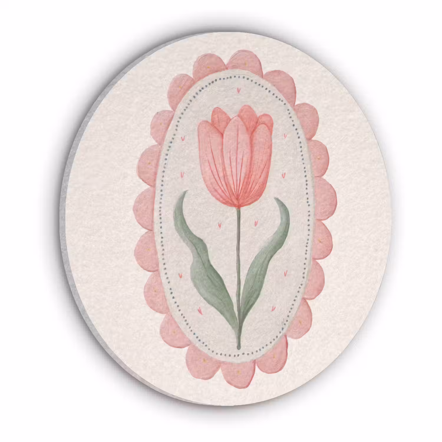 Tulp - Lijst - Ovaal - Illustratie Akoestische PET Vilt - Rond klein -3d