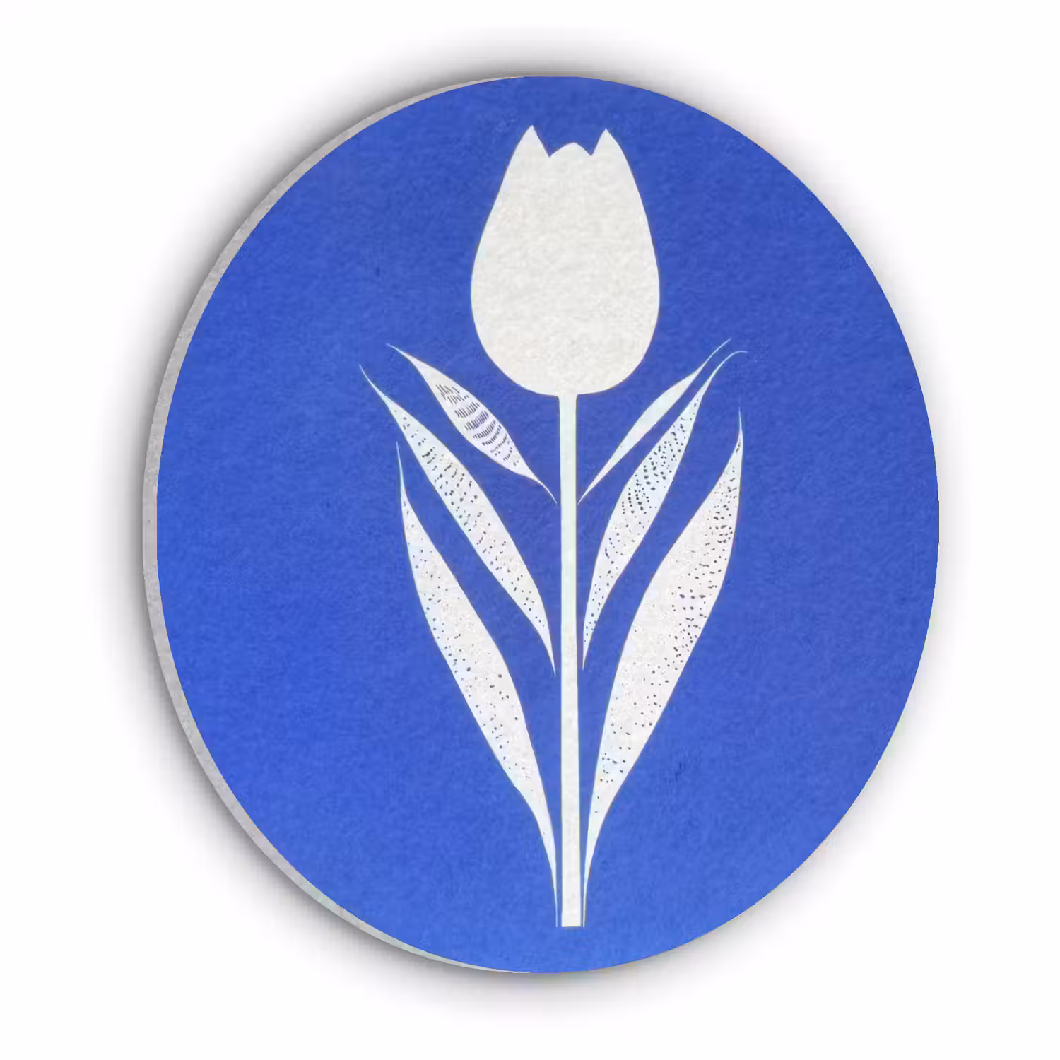 Tulp - Minimalistisch - Bladeren - Wit Akoestische PET Vilt - Rond klein -3d