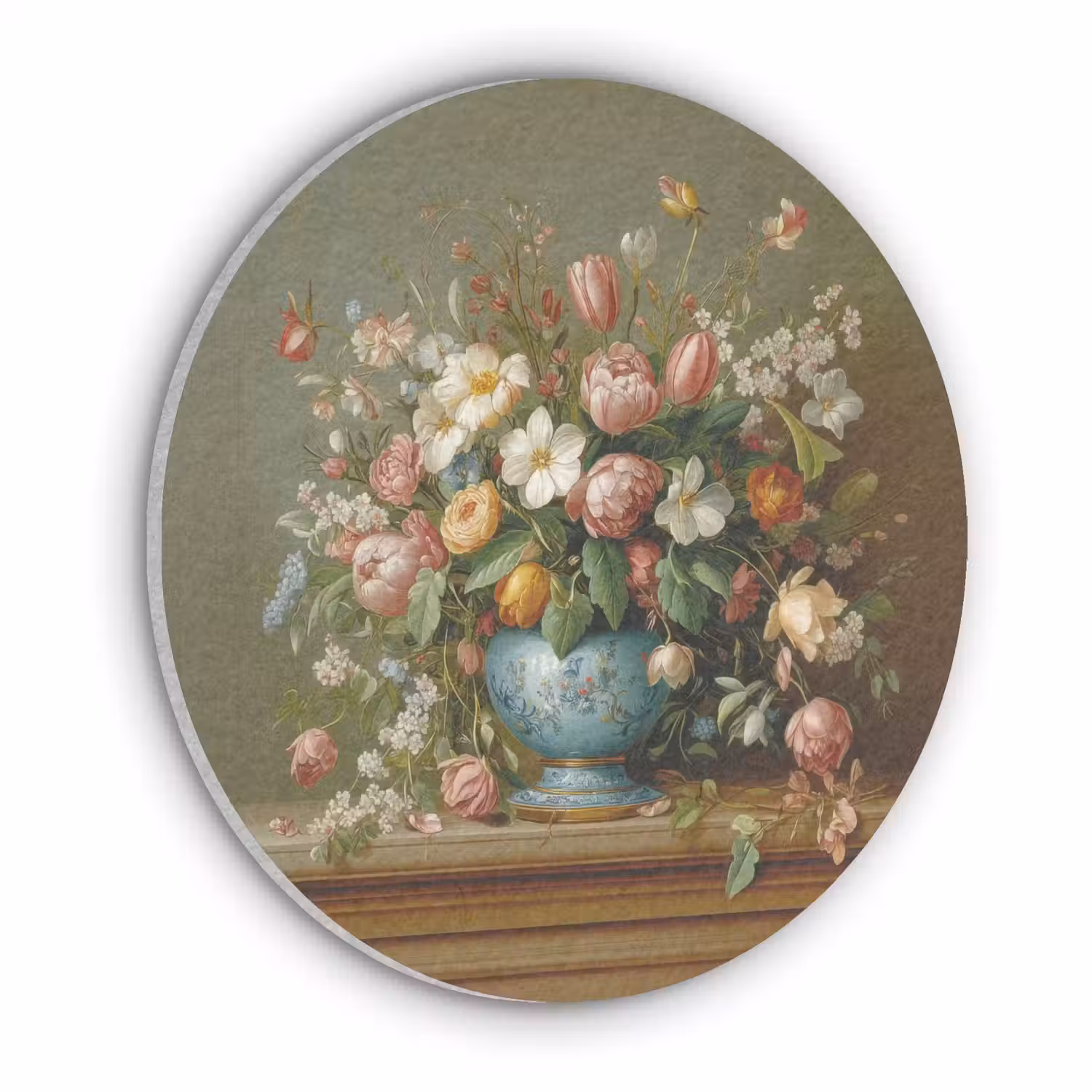 Vaas - Pastel - Kleuren - Bloemen Akoestische PET Vilt - Rond klein -3d