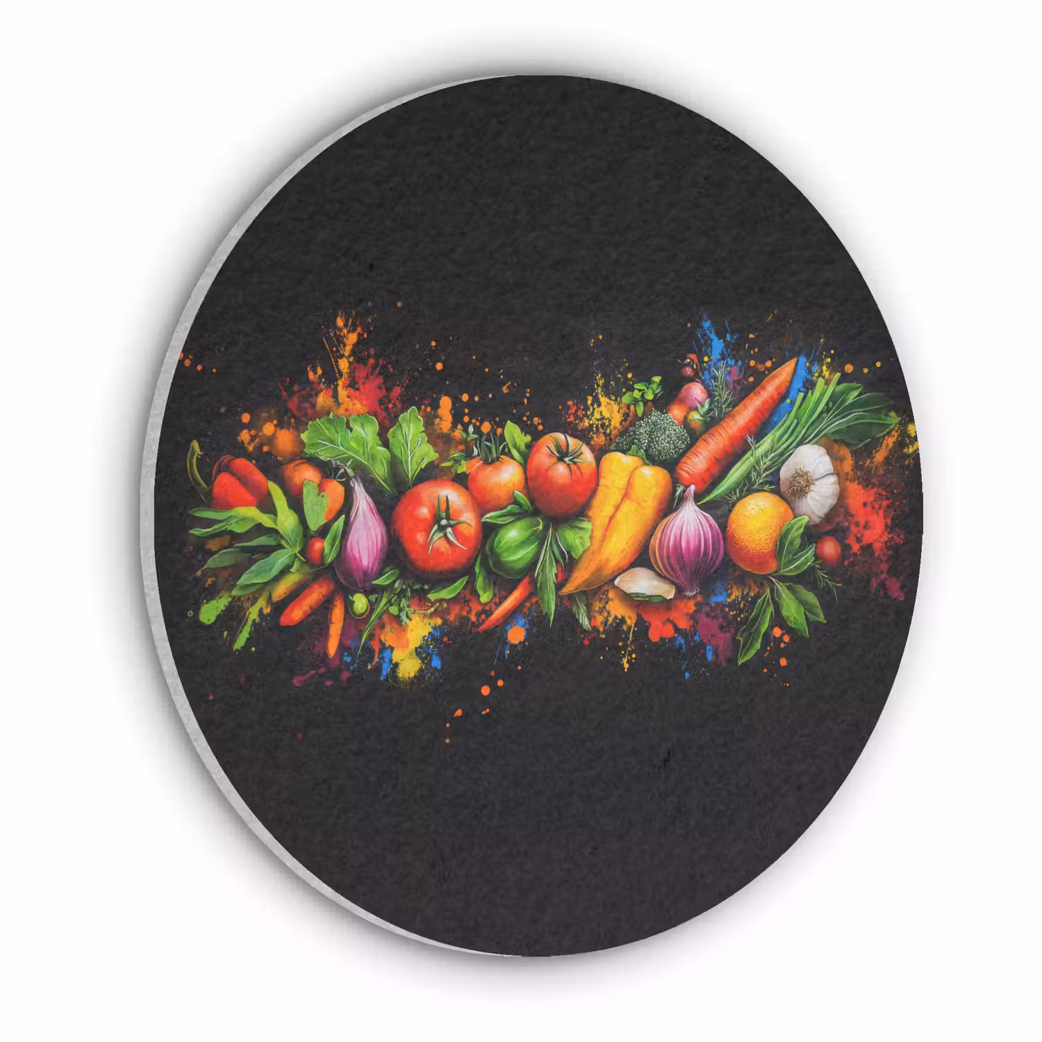 Groente - Eten - Kruiden - Graffiti - Koken Akoestische PET Vilt - Rond klein -3d