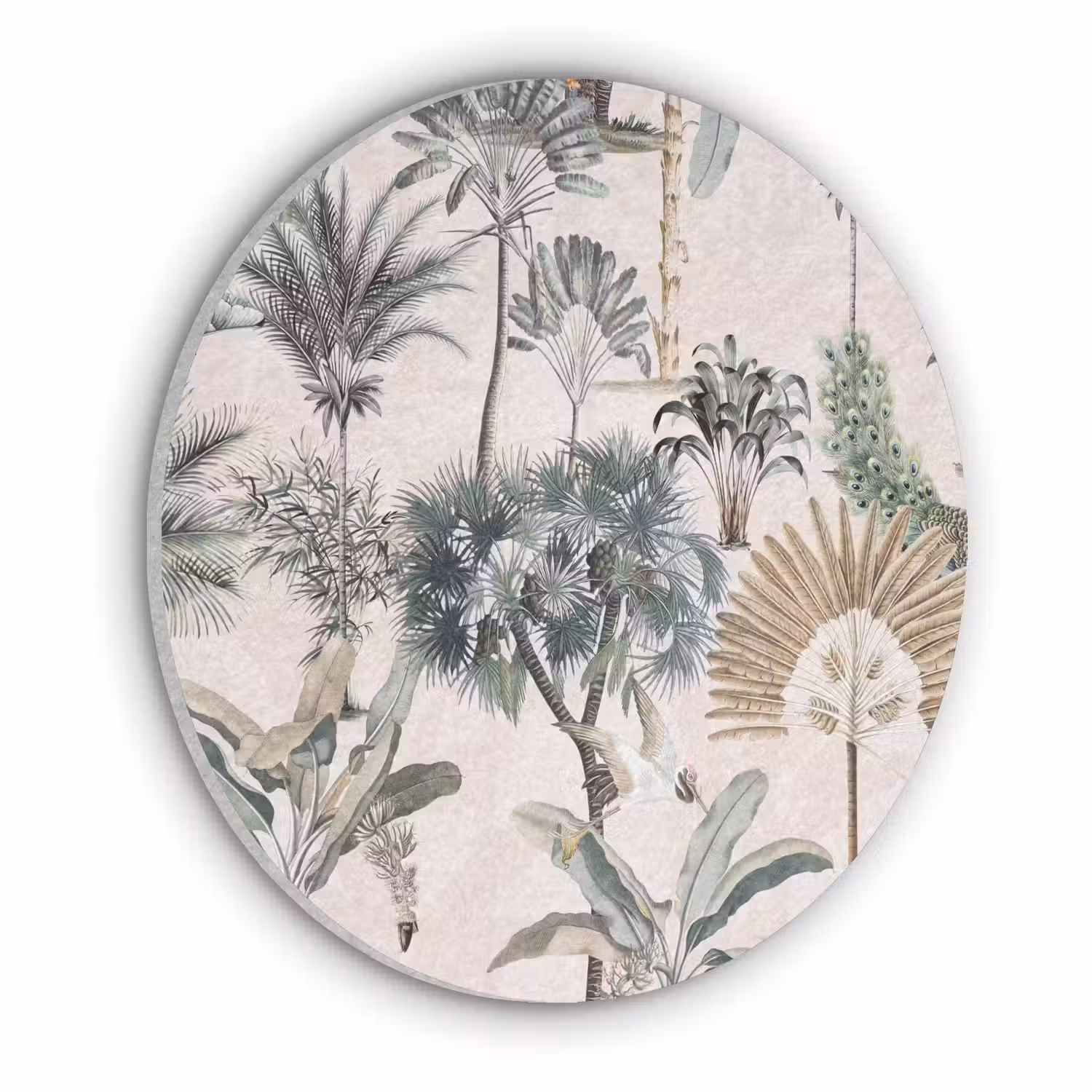 Vintage - Jungle - Dieren - Natuur Akoestische PET Vilt - Rond klein -3d