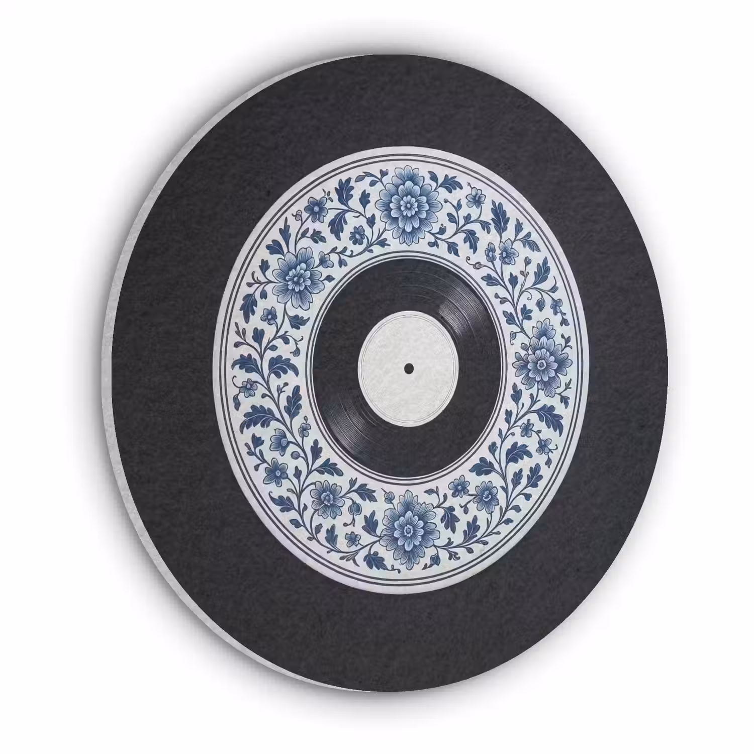 Vinyl - LP - Delfts Blauw - Muziek Akoestische PET Vilt - Rond klein -3d