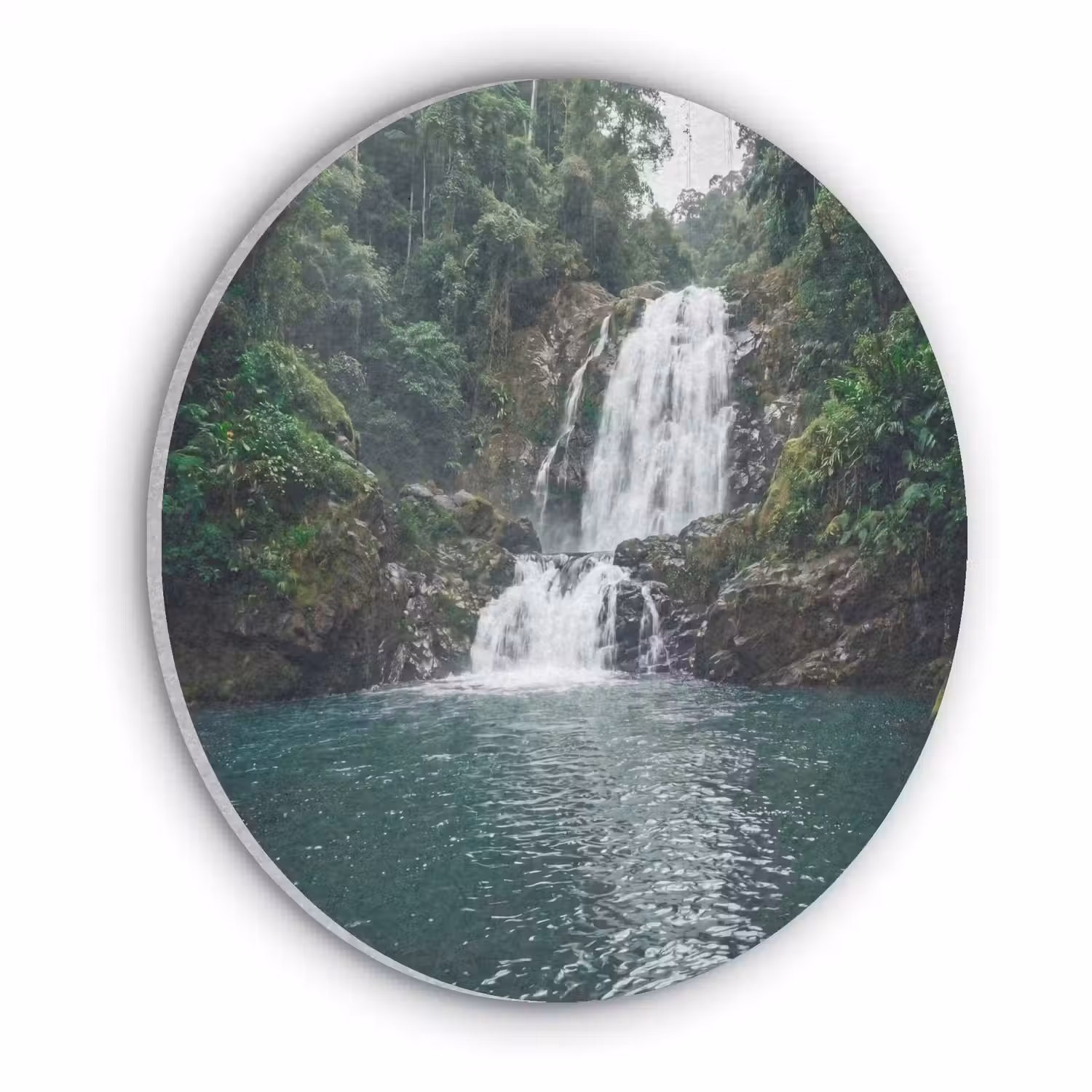 Waterfall - Forest - Nature - Greenkhgyguyg Akoestische PET Vilt - Rond klein -3d