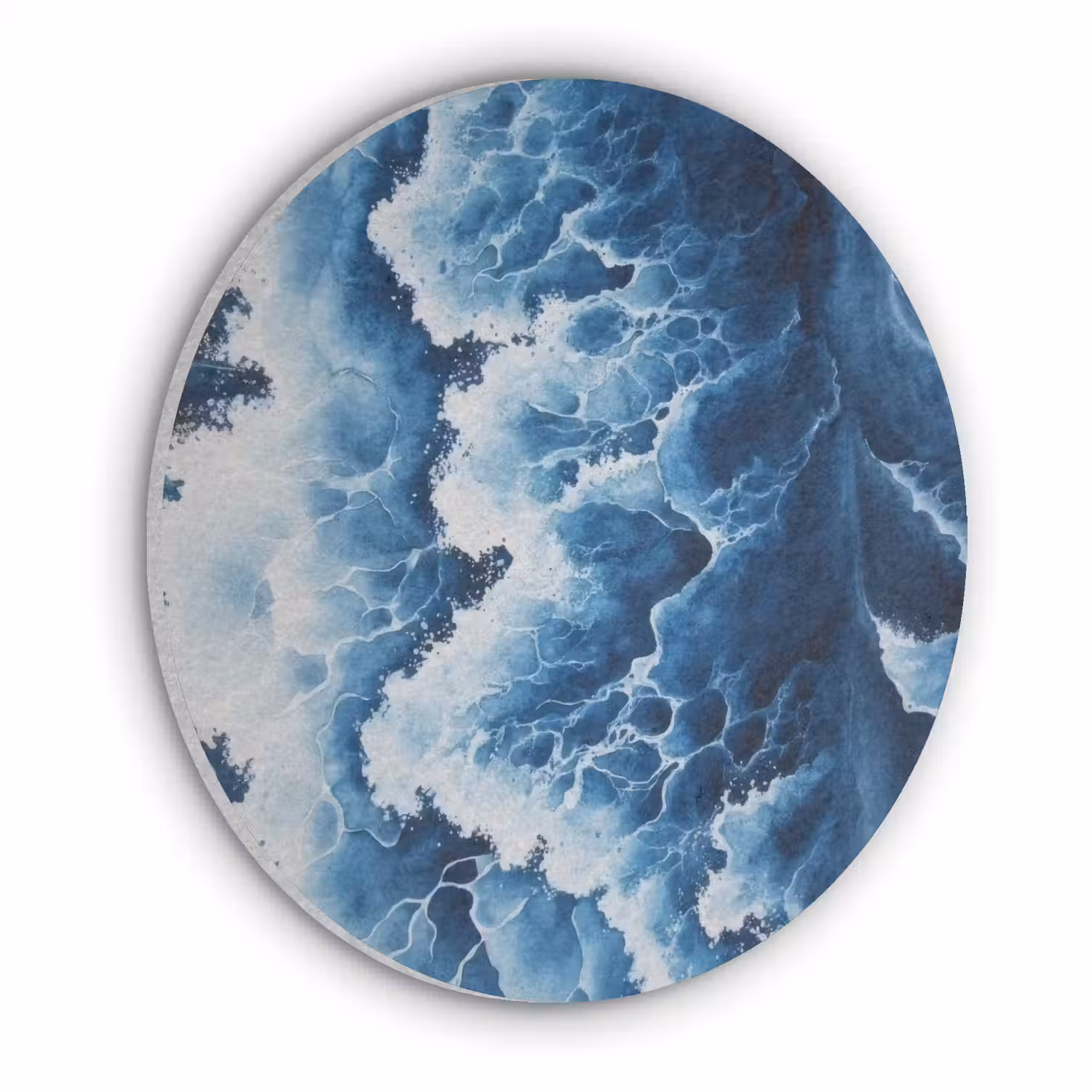 Golven - Blauw - Schuim Akoestische PET Vilt - Rond klein -3d
