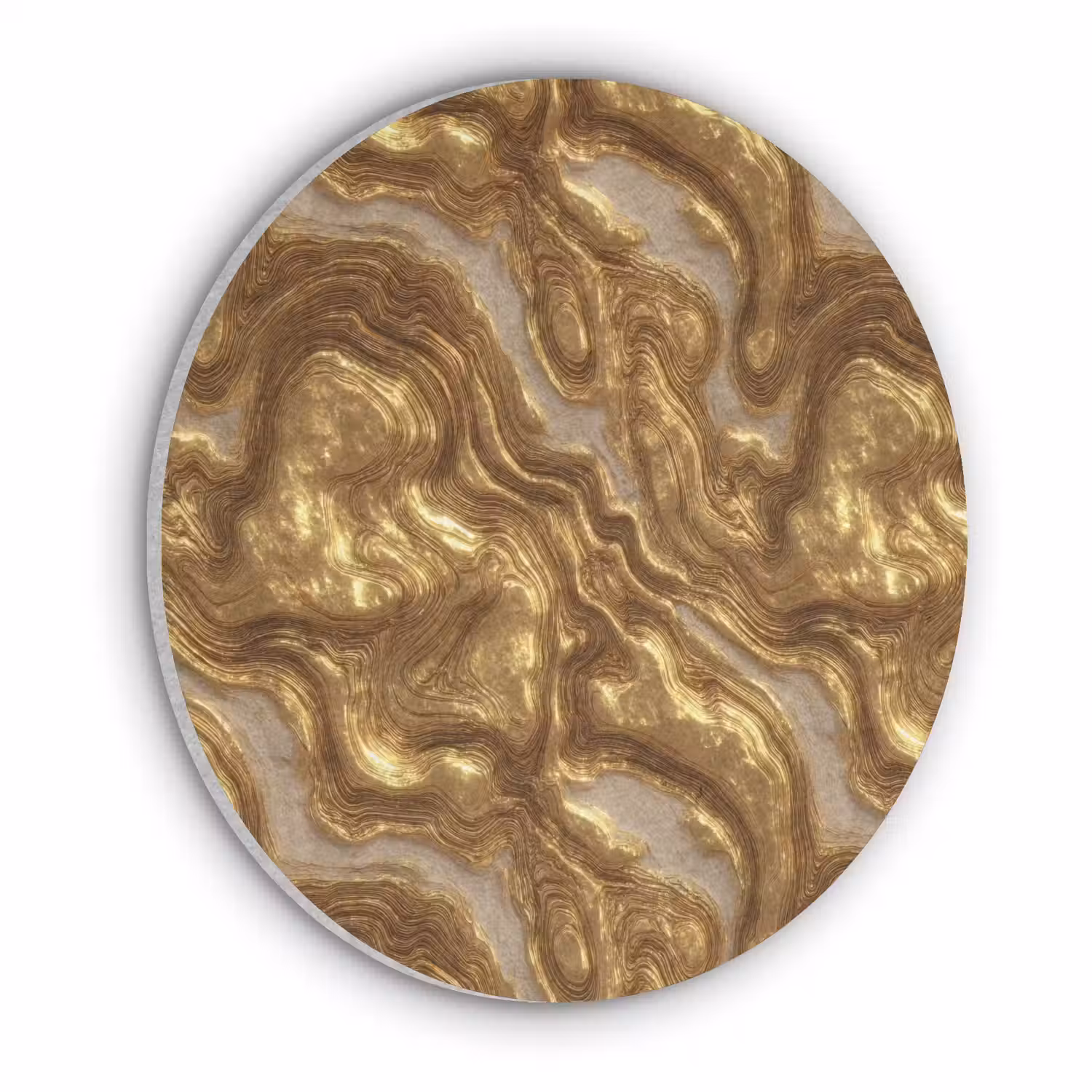 Golven - Organisch - Goud - Crème Akoestische PET Vilt - Rond klein 838 -3d