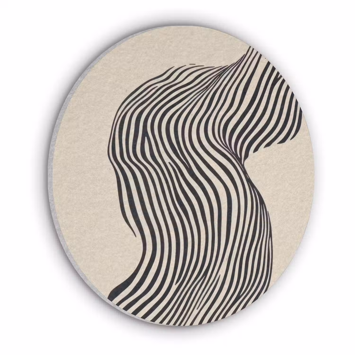 Golvend - Lijnen - Abstract - Silhouet Akoestische PET Vilt - Rond klein -3d