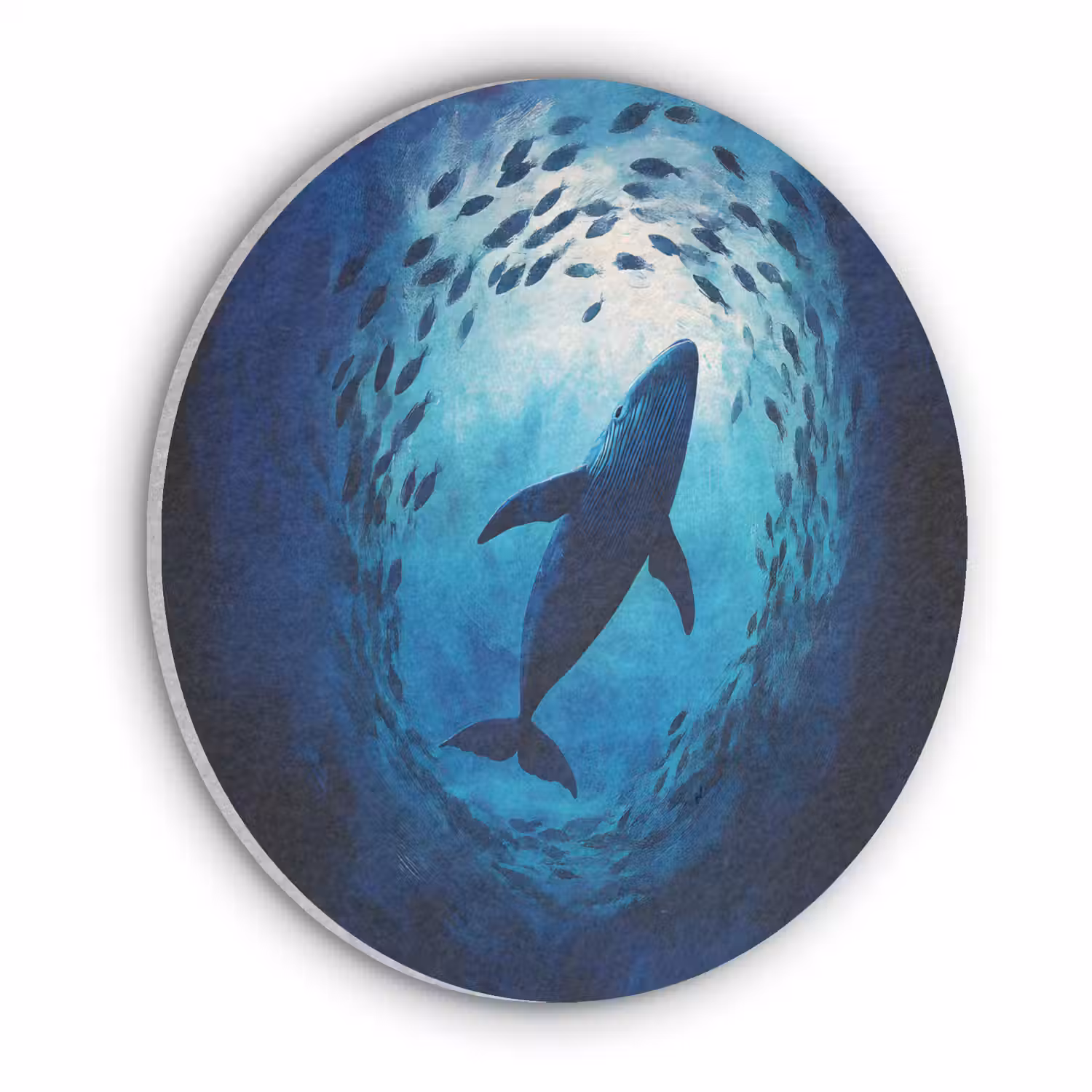Walvis - Vissen - Donkerblauw Akoestische PET Vilt - Rond klein -3d
