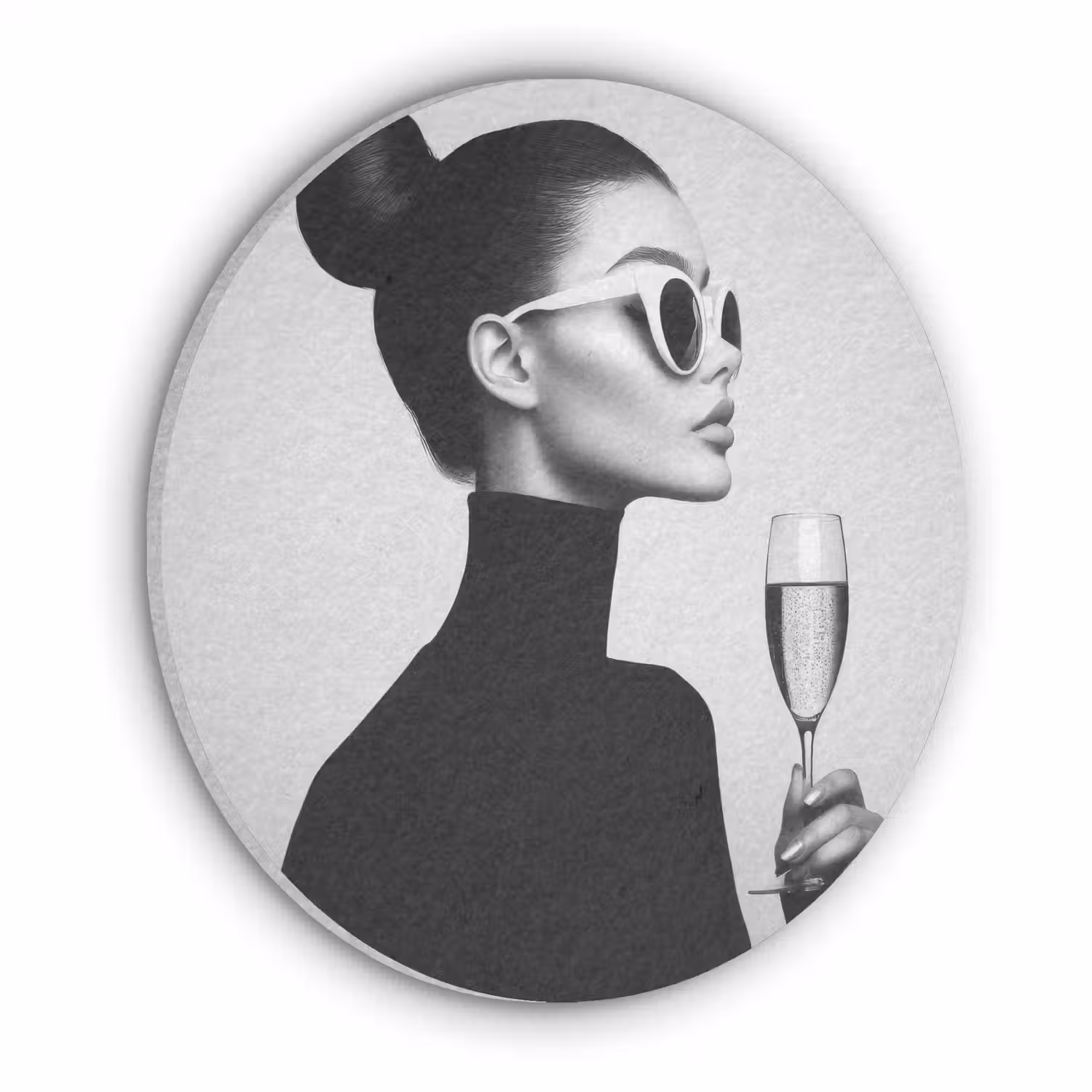 Vrouw - Champagne - Modern Akoestische PET Vilt - Rond klein -3d