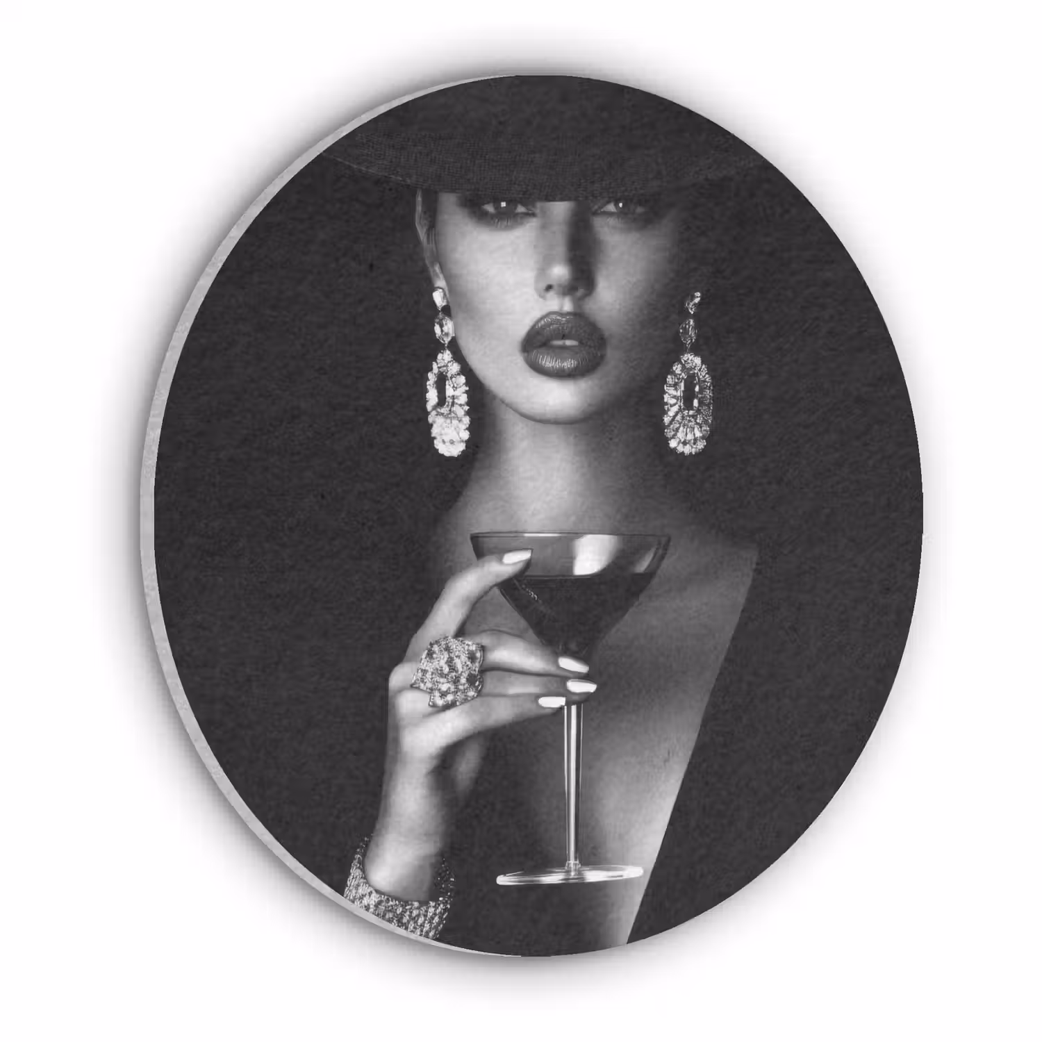 Vrouw - Cocktail - Chic Akoestische PET Vilt - Rond klein -3d