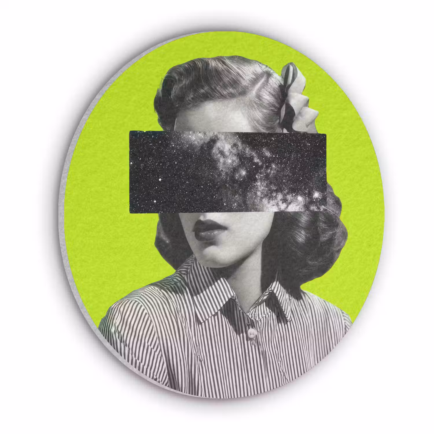 Vrouw - Sterrenhemel - Groen Akoestische PET Vilt - Rond klein -3d