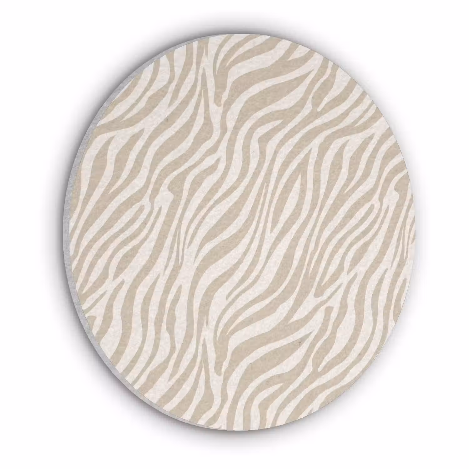 Zebra - Patroon - Beige Akoestische PET Vilt - Rond klein 838 -3d