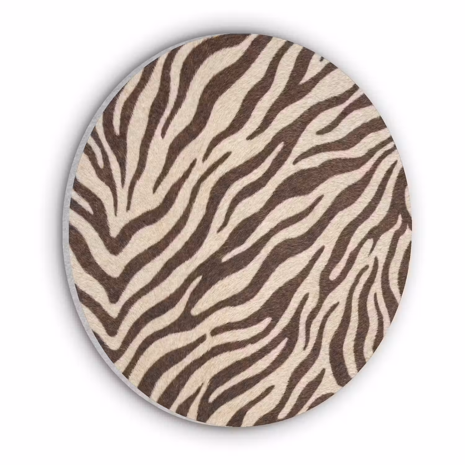 Zebra - Strepen - Bruin Akoestische PET Vilt - Rond klein -3d
