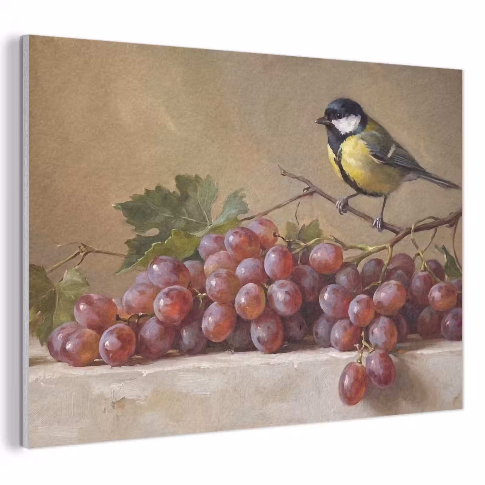 Acoustic Panel - Bird - Grapes - Still Life - Vogel - Druiven - Stilleven PET vilt klein