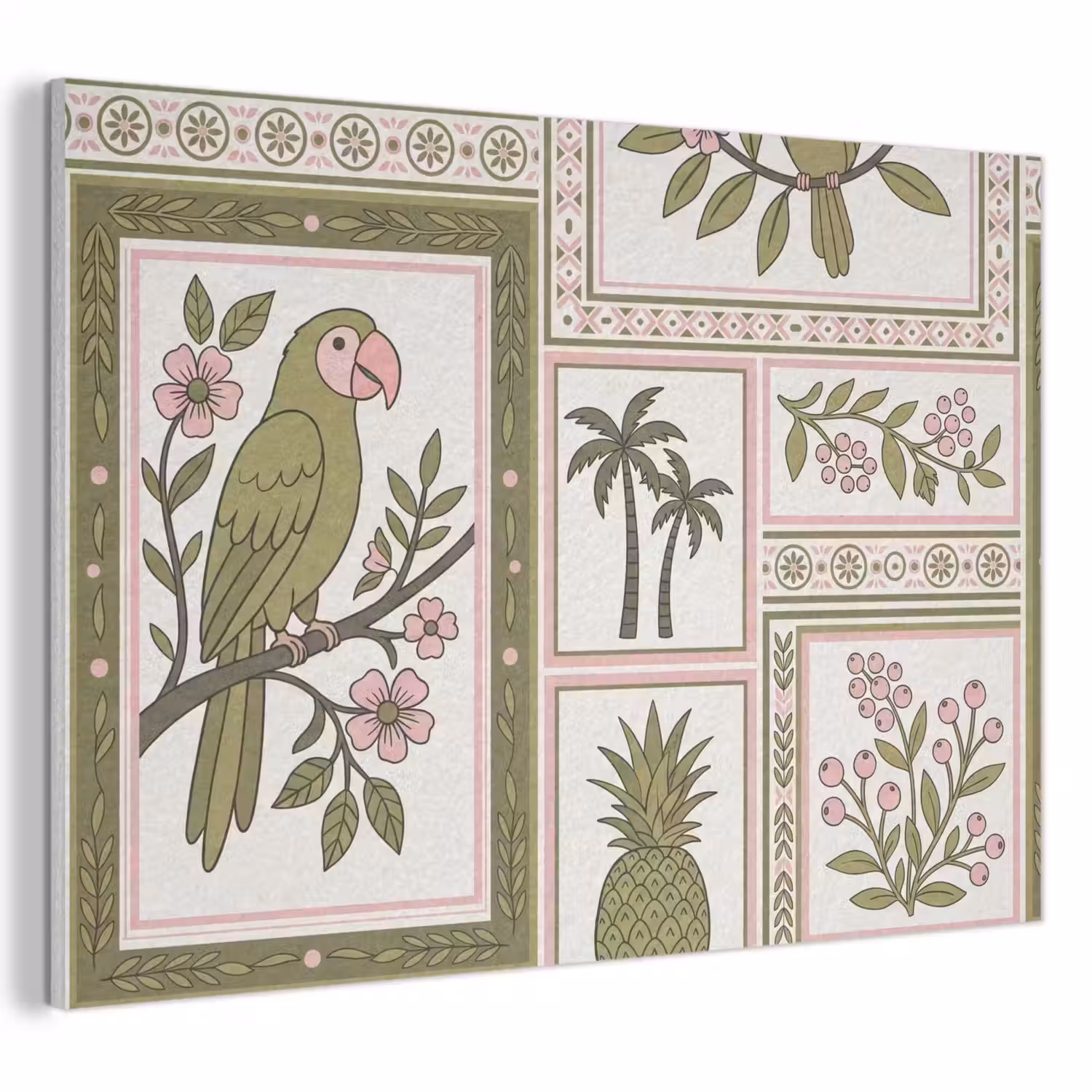 Vogel - Tropisch - Patroon - Decoratief - Groen PET vilt klein -3d