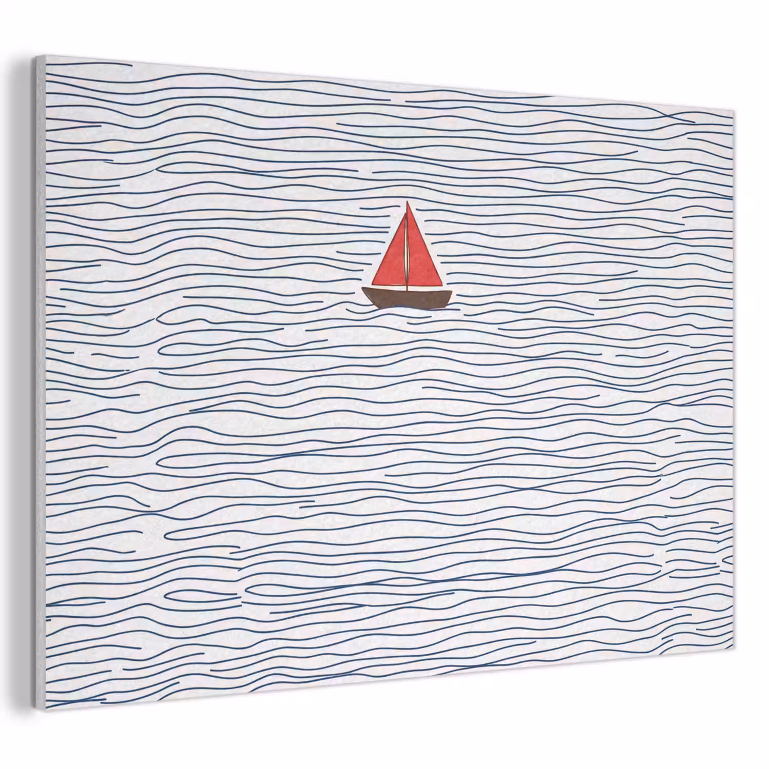 Boot - Water - Rood - Illustratie - Minimalistisch PET vilt klein -3d