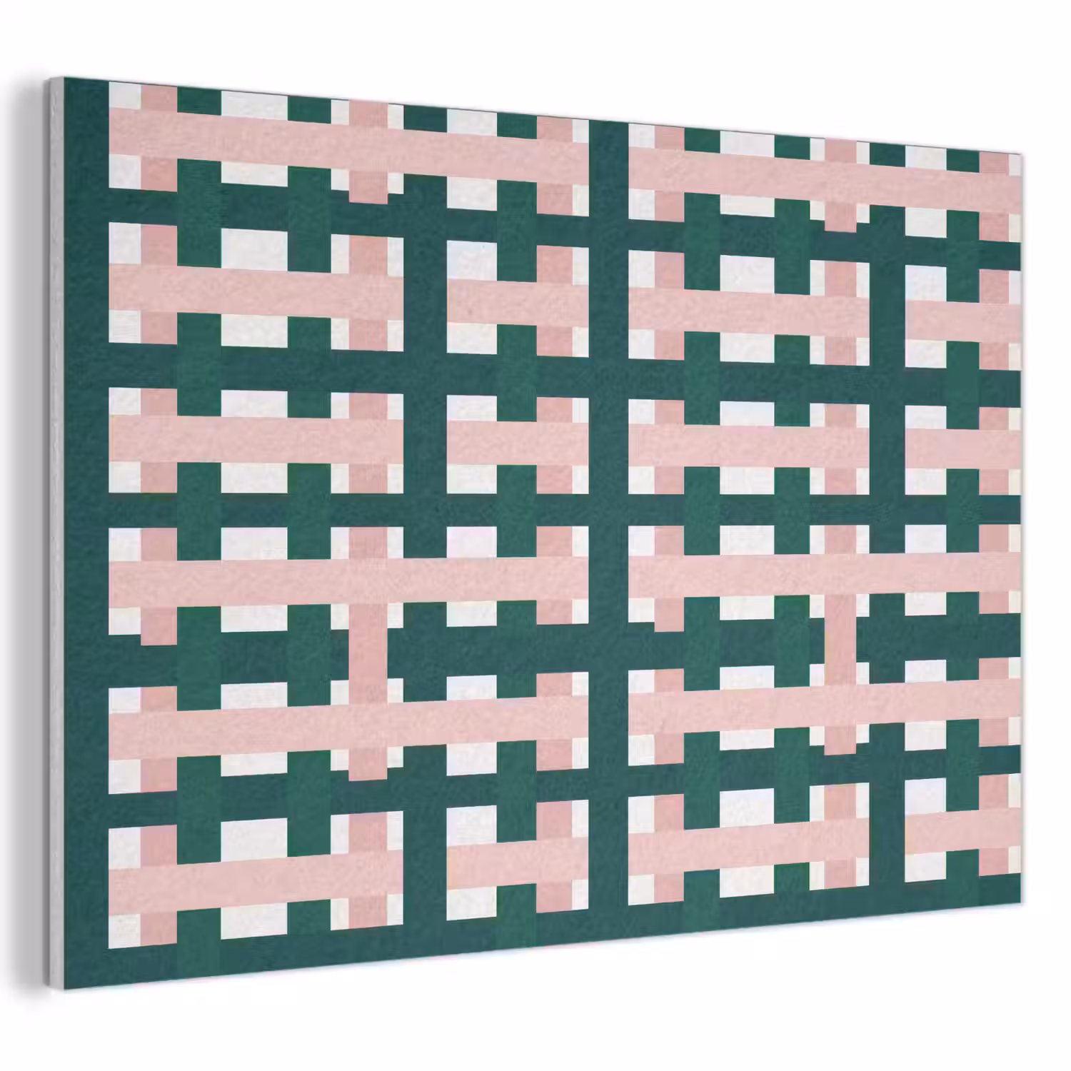 Vlechtpatroon - Groen - Roze - Grafisch PET vilt klein 837 -3d