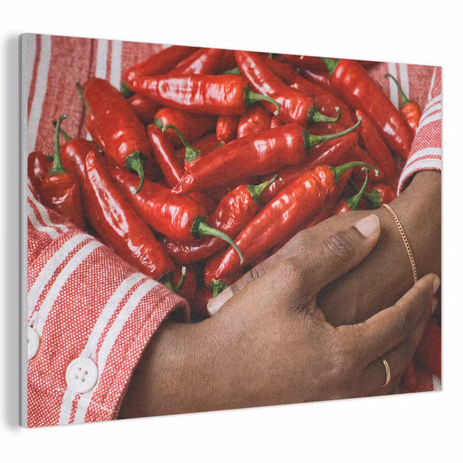 Acoustic Panel - Chili Peppers - Red - Hands - Chilipepers - Rood - Handen PET vilt klein