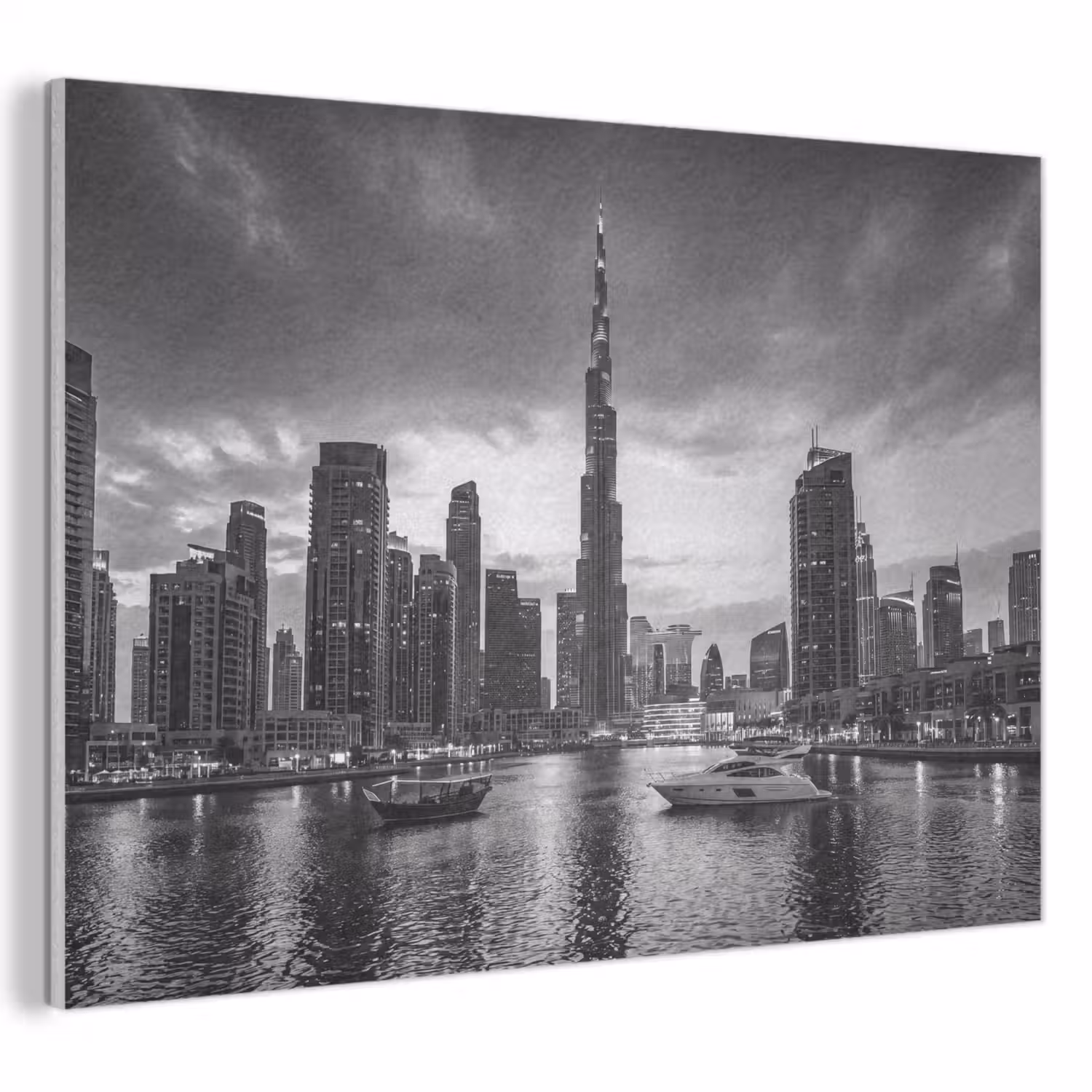 Stad - Skyline - Architectuur - Avond - Zwart-wit PET vilt klein -3d