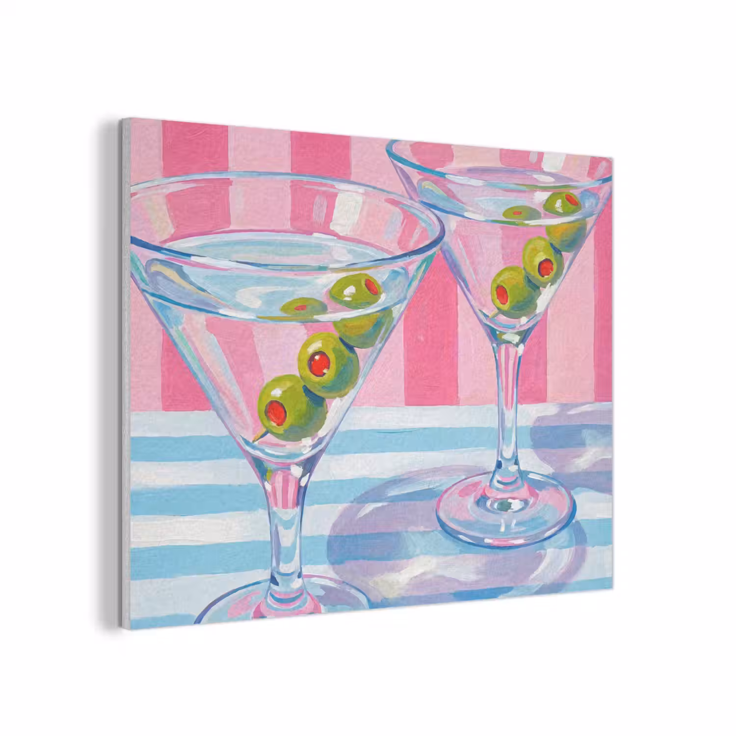 Cocktail - Olijven - Kunst - Modern - Roze PET vilt klein -3d