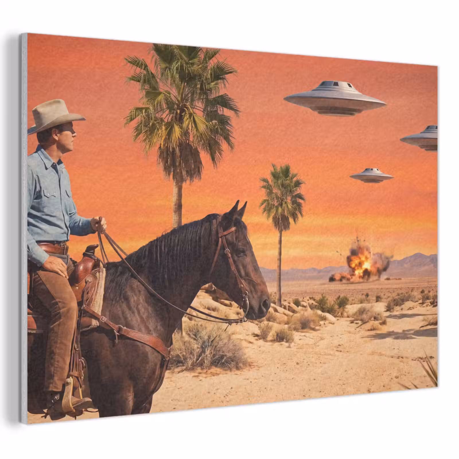 Acoustic Panel - Cowboy - Horse - Desert - Cowboy - Paard - Woestijn PET vilt klein