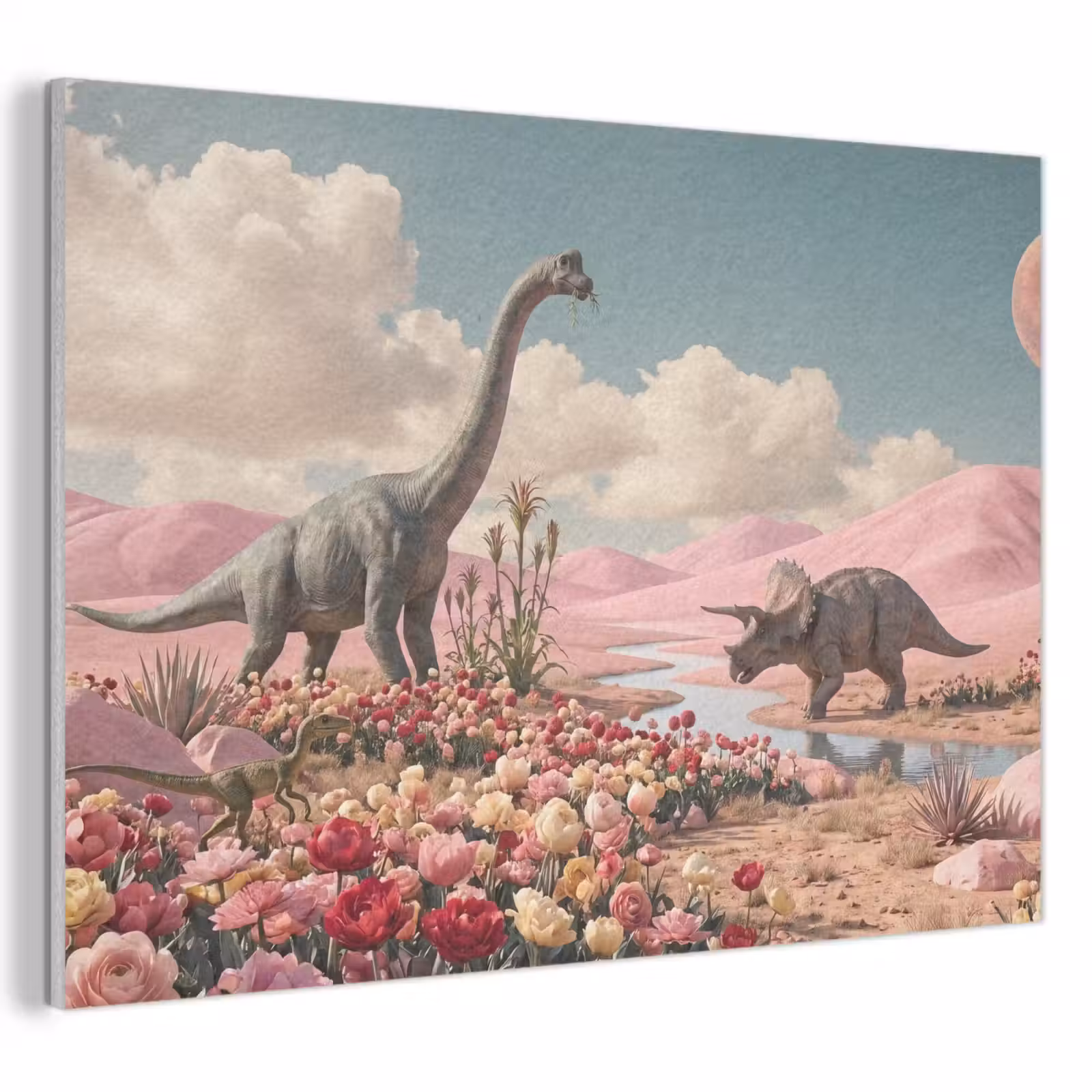 Acoustic Panel - Dinosaur - Pink - Landscape - Dinosaurus - Roze - Landschap PET vilt klein