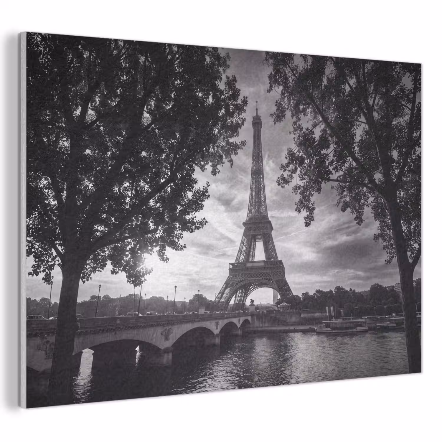 Eiffeltoren - Parijs - Rivier - Architectuur - Zwart-wit PET vilt klein -3d