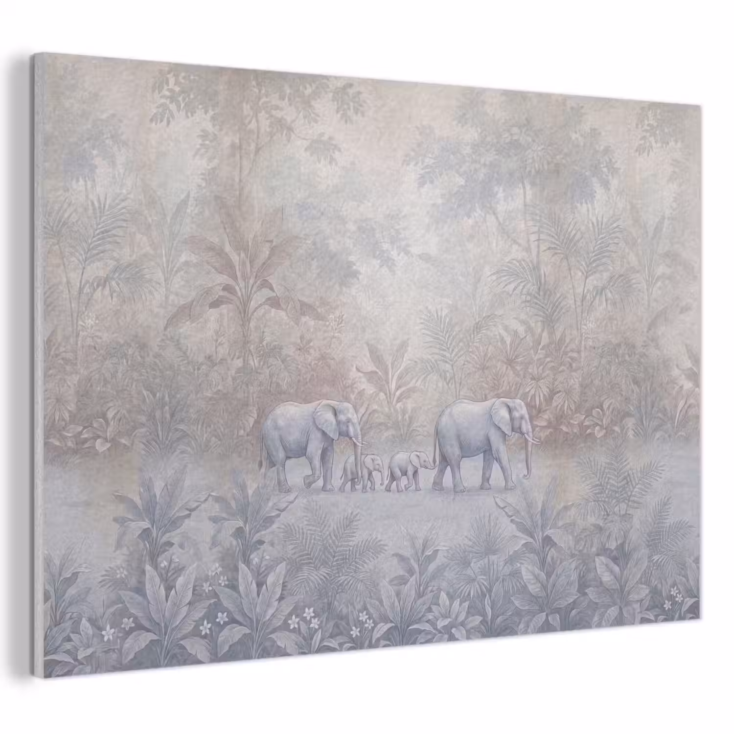 Olifant - Familie - Jungle - Illustratie - Grijs PET vilt klein -3d