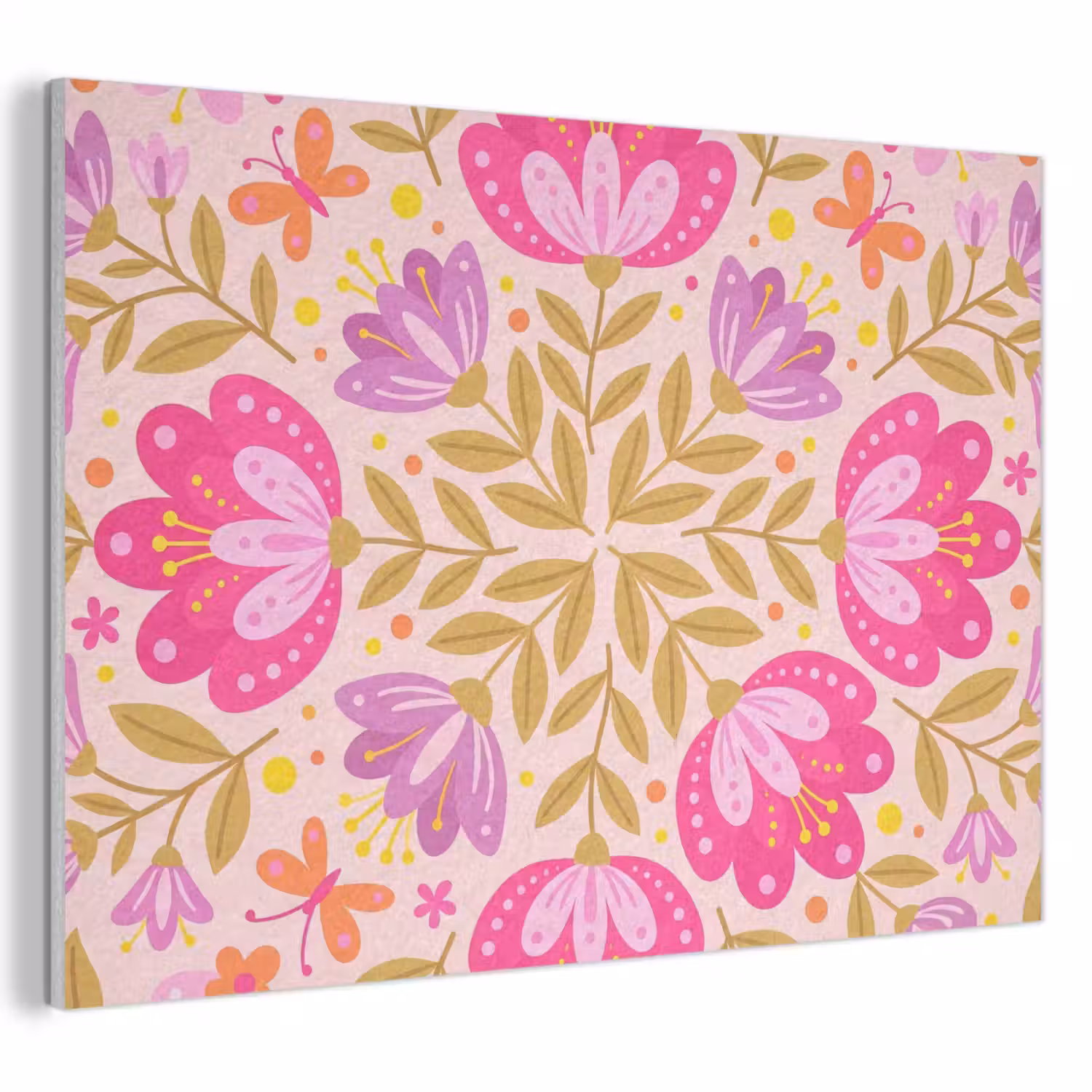 Bloemen - Patroon - Natuur - Abstract - Roze PET vilt klein -3d