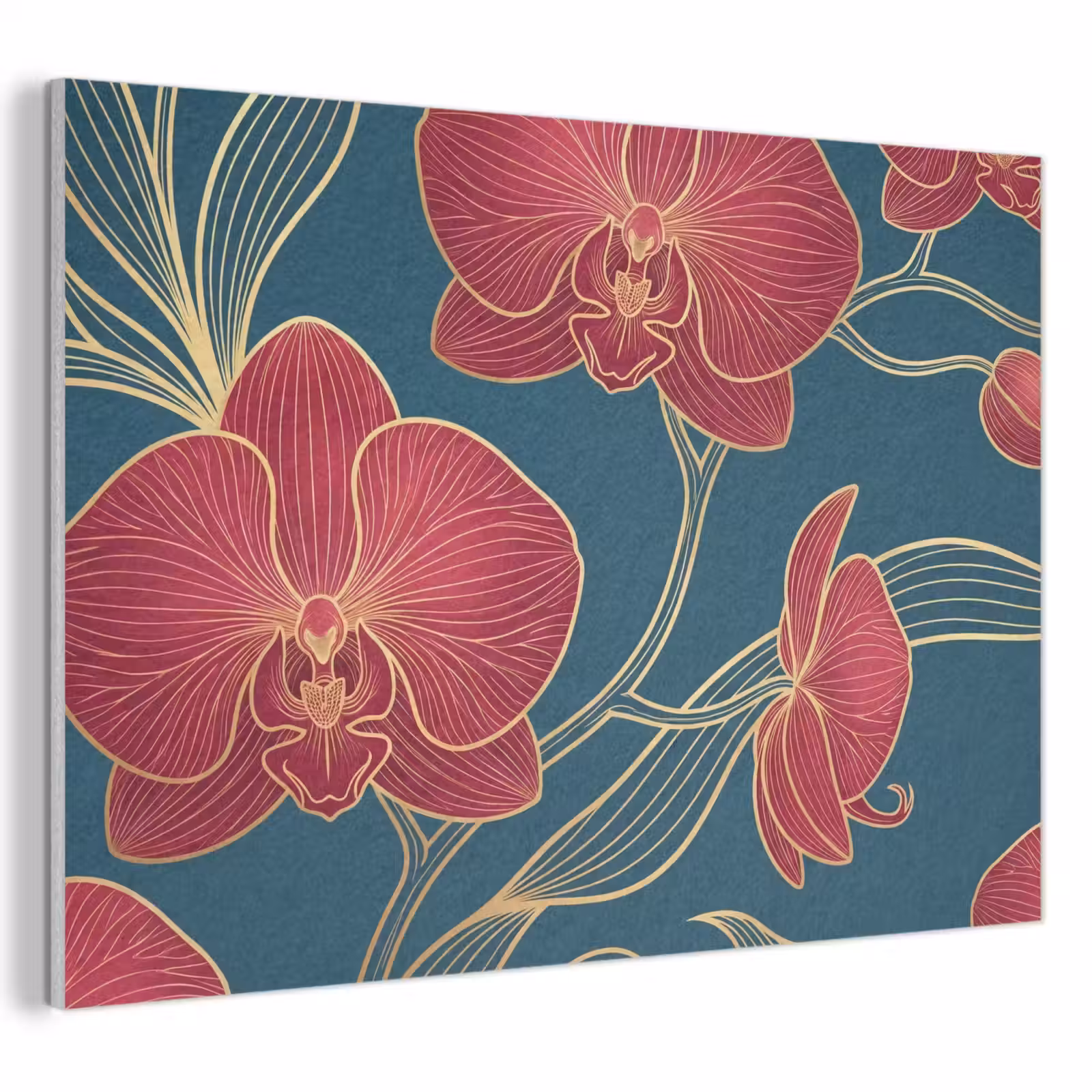 Acoustic Panel - Flowers - Red - Gold - Bloemen - Rood - Goud PET vilt klein