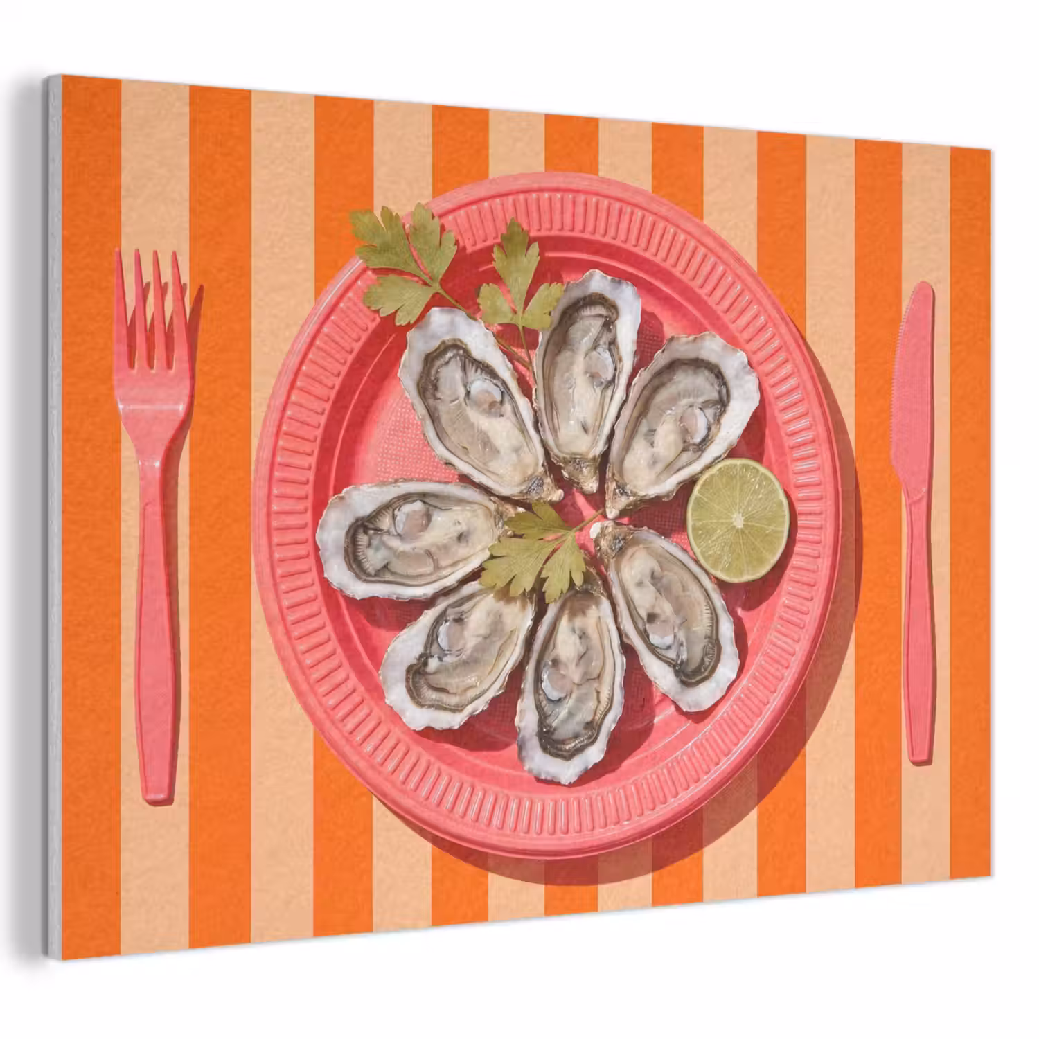 Eten - Oester - Zeevruchten - Oranje - Modern PET vilt klein -3d